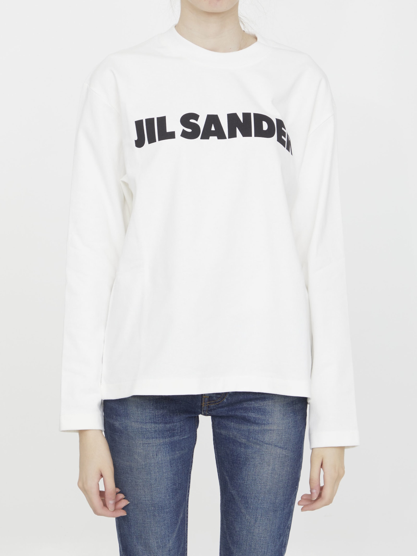 Shop Jil Sander Cotton T-shirt With Logo In Natural