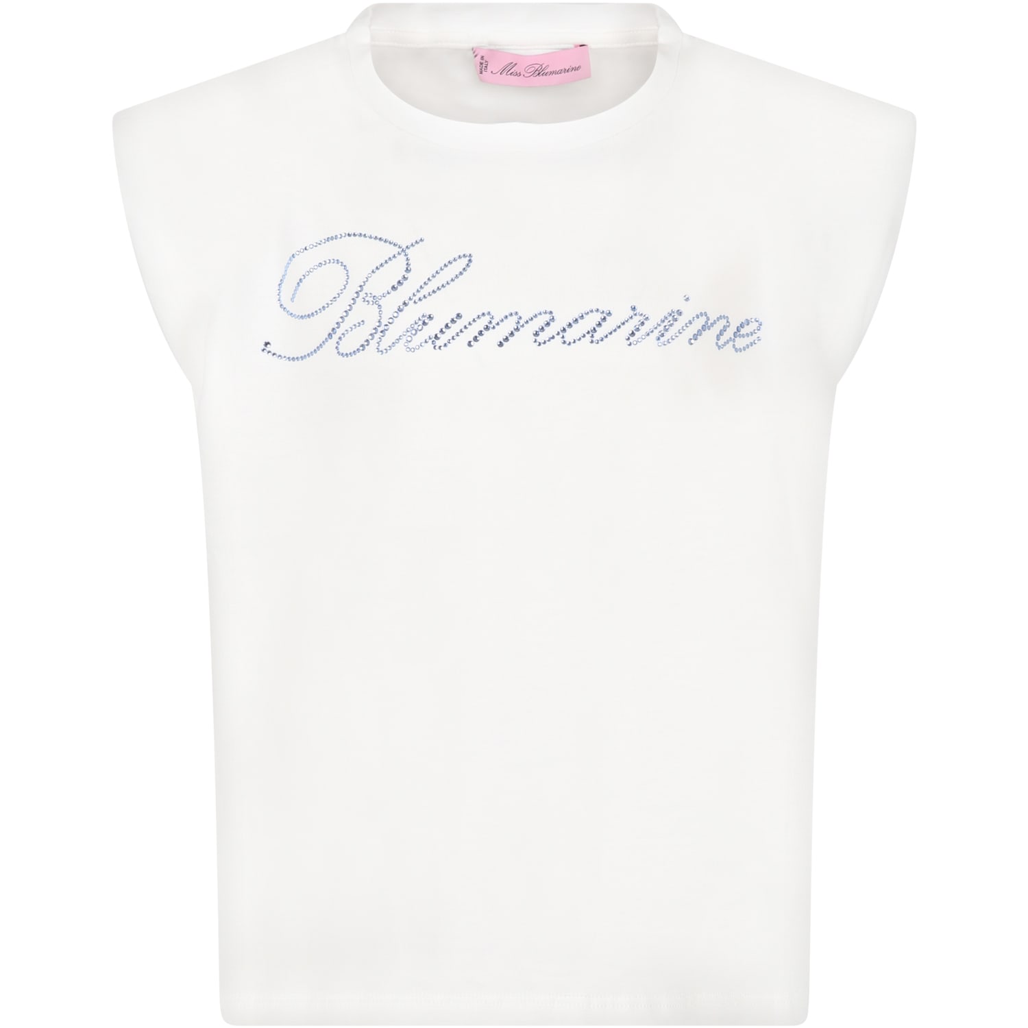 Blumarine Kids' White T.shirt For Girl With Logo