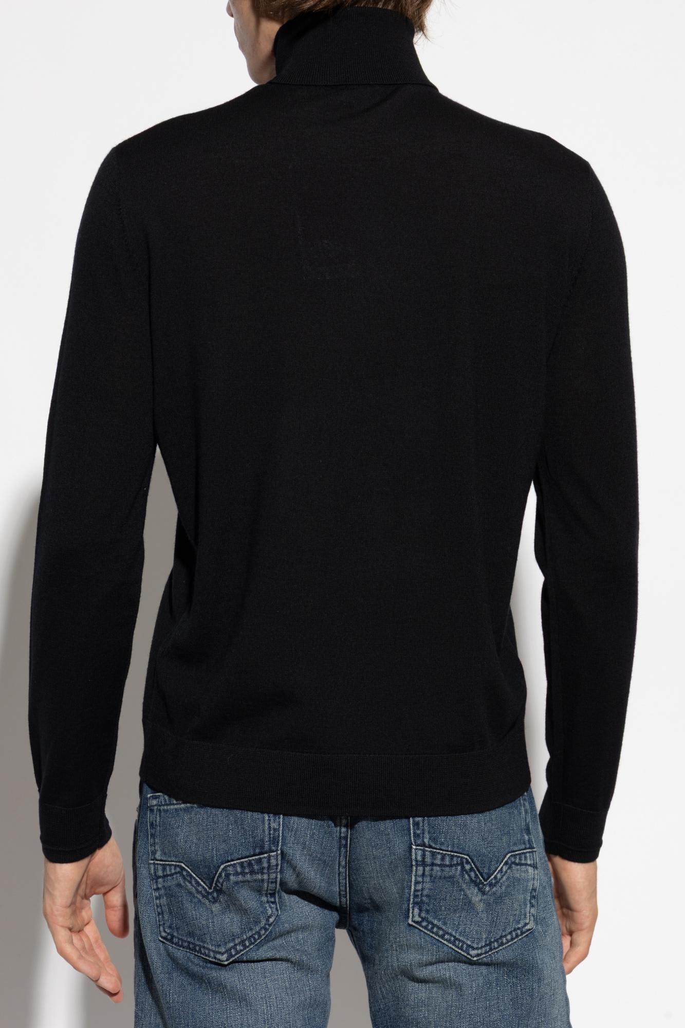 Diesel Black High Neck Sweater With Oval D Logo On The Front In Black