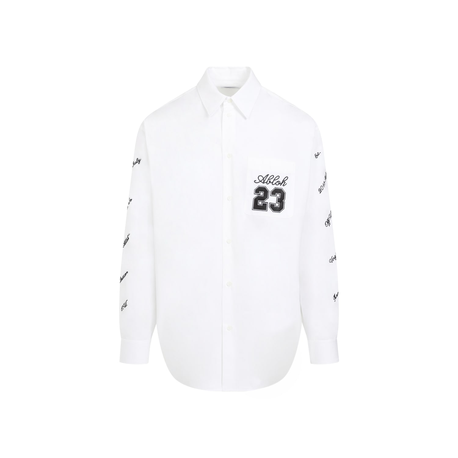 Shop Off-white 23 Logo Heavycot Overshirt In White Black