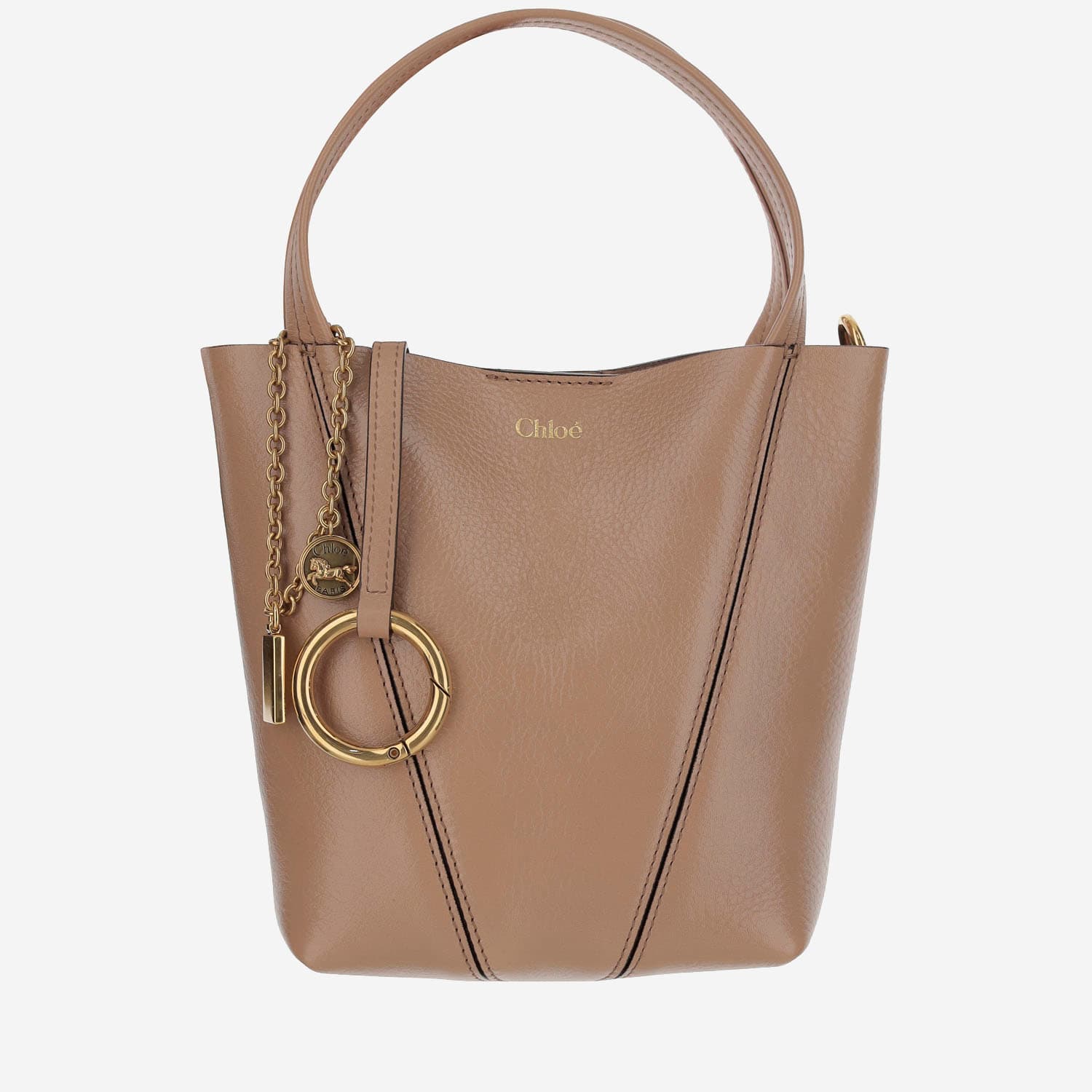 Chloé Spin Small Tote Bag In Grained Leather In Pink