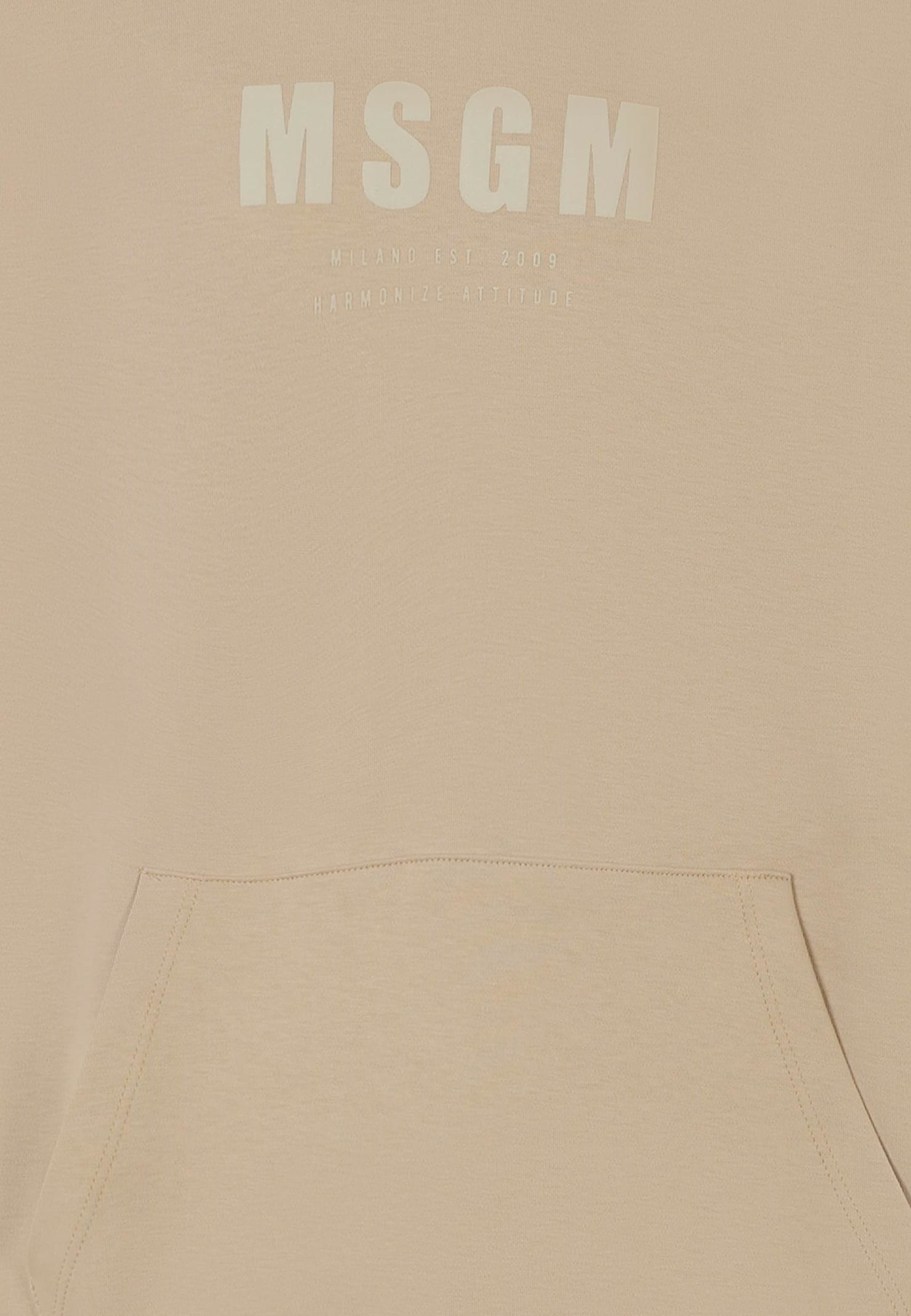 Msgm Beige Sweatshirt For Kids With Logo In Multi