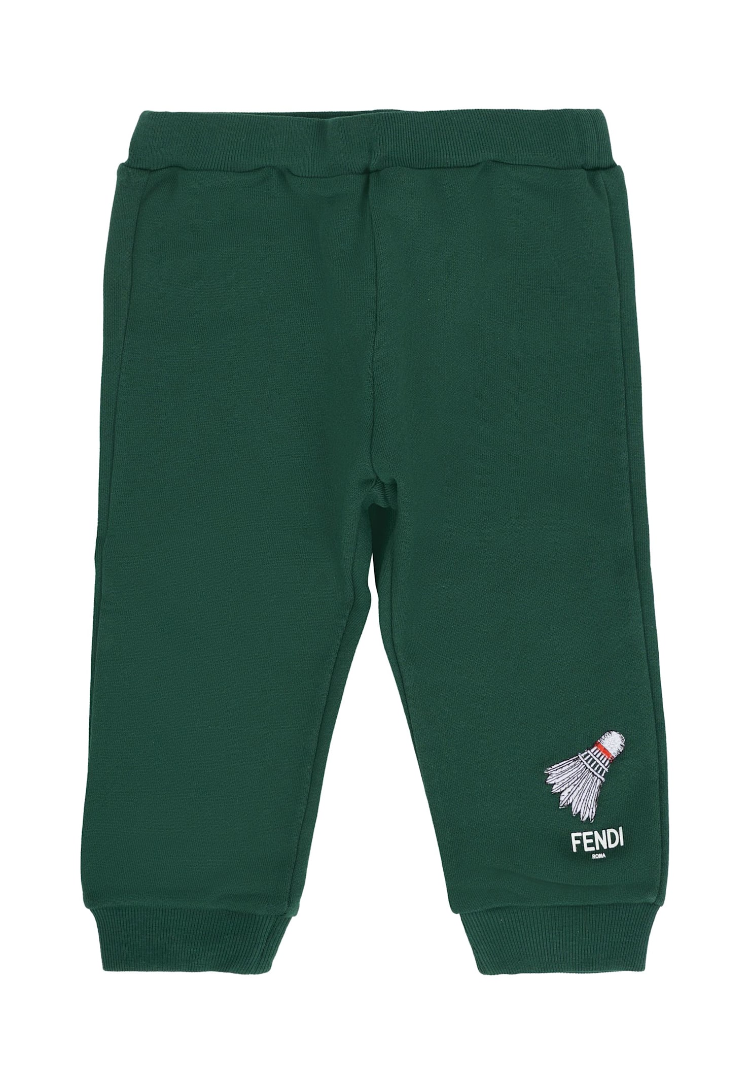 Fendi Green Trousers For Baby Boy With Logo In Green