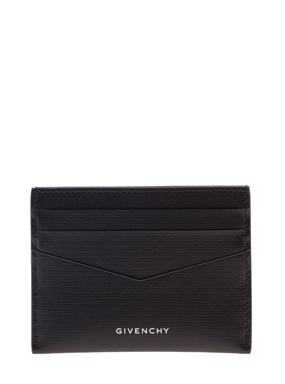 Givenchy Black Cardholder With Silver Logo Embossed At The Front In Leather Man
