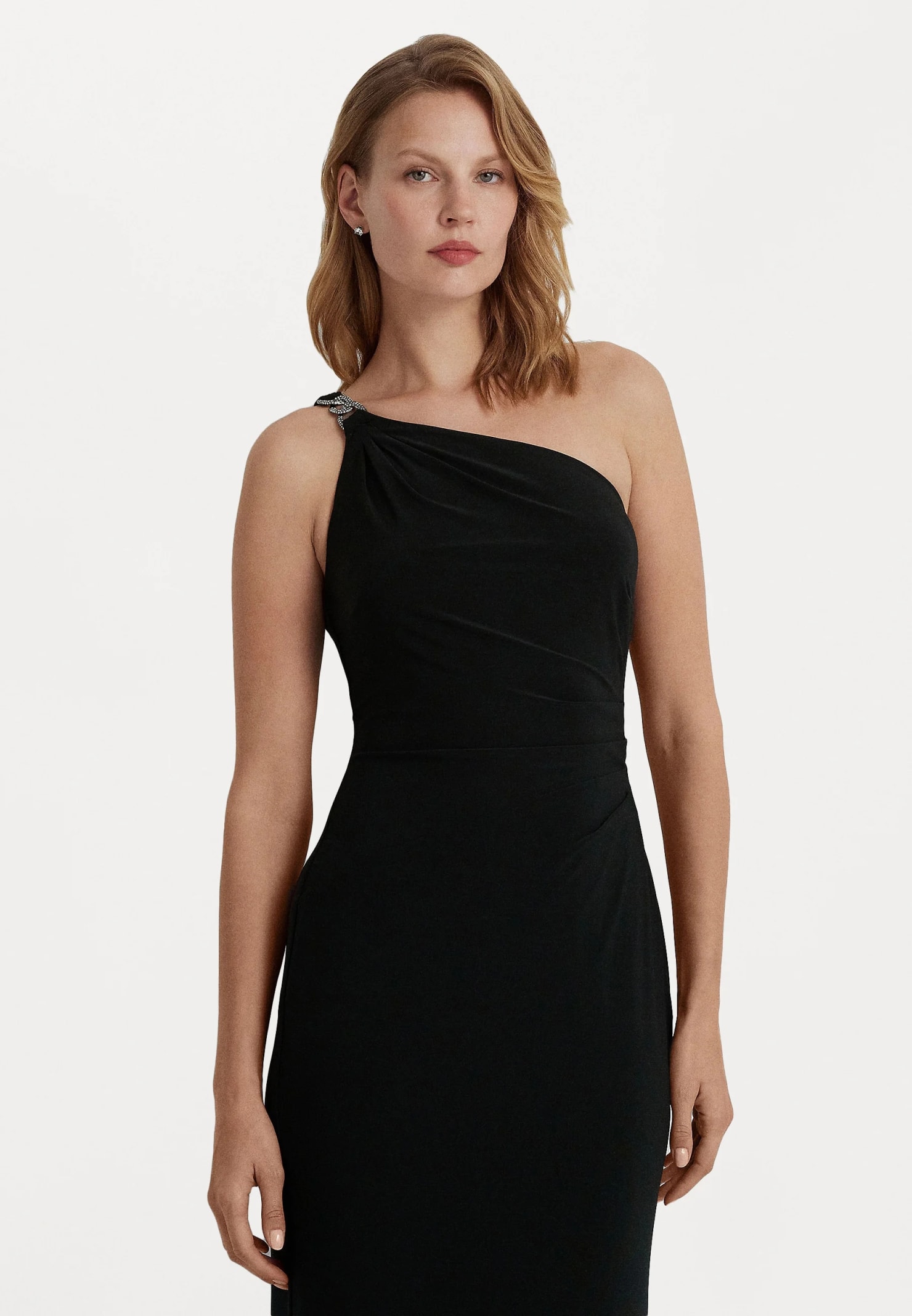 Shop Ralph Lauren Belina One Shoulder Evening Dress In Black