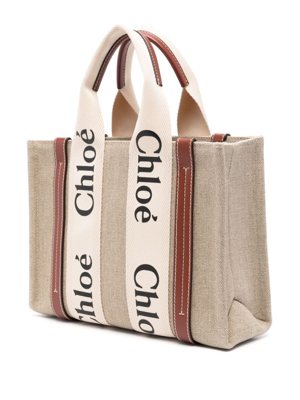 Shop Chloé Woody Bag In U White Brown