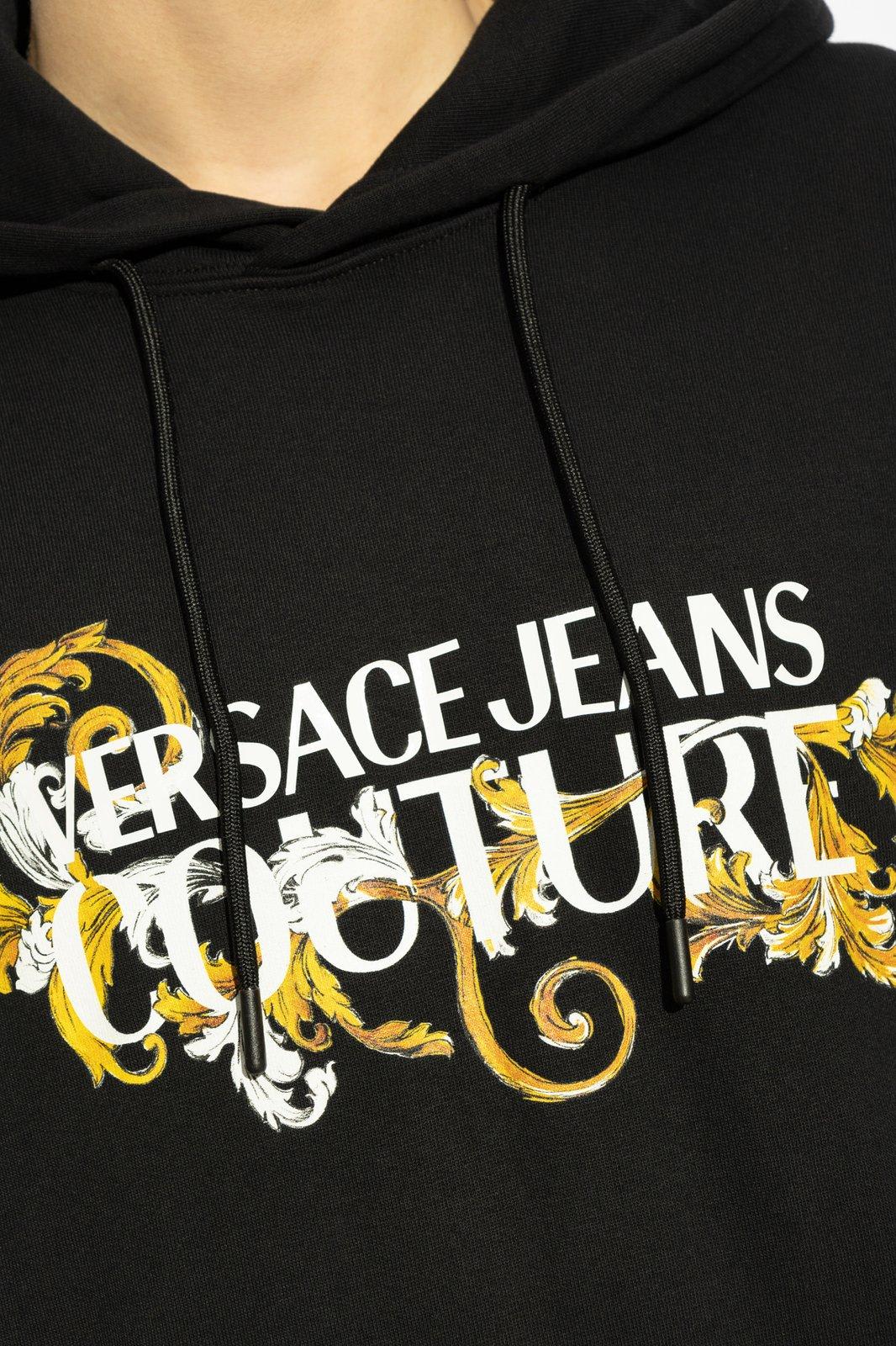 Versace Jeans Couture Graphic Print Cotton Sweatshirt With Drawstring Hood