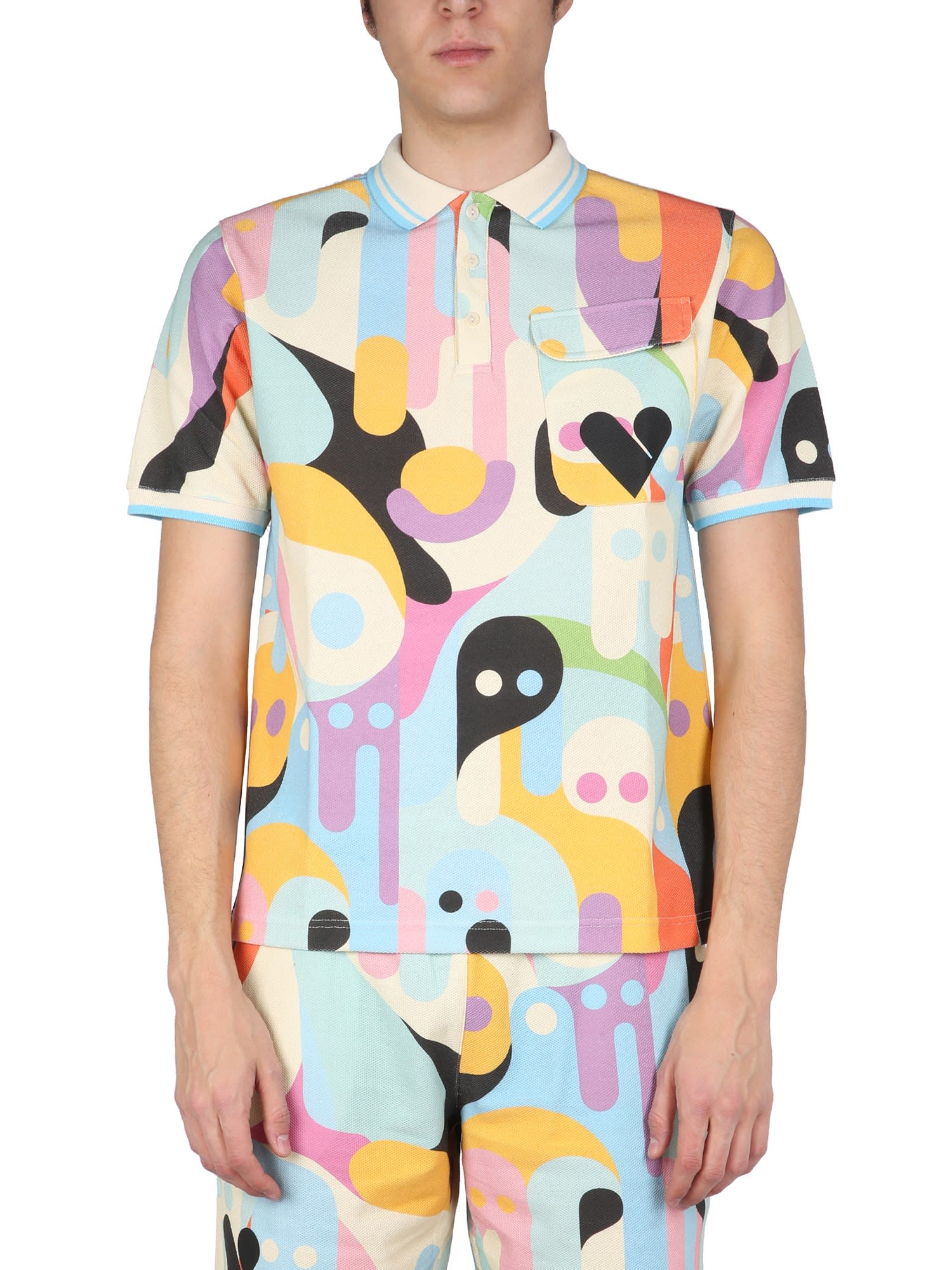 Pharmacy Industry Pocketed-patterned Polo Shirt In Multicolor