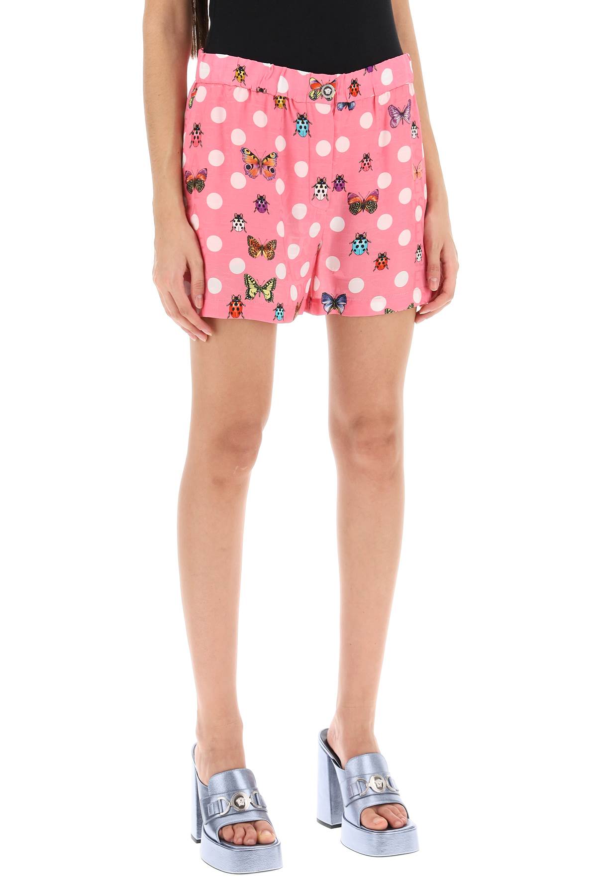 Shop Versace Butterflies&ladybugs Polka Dot Shorts In Pink Multicolor (pink)