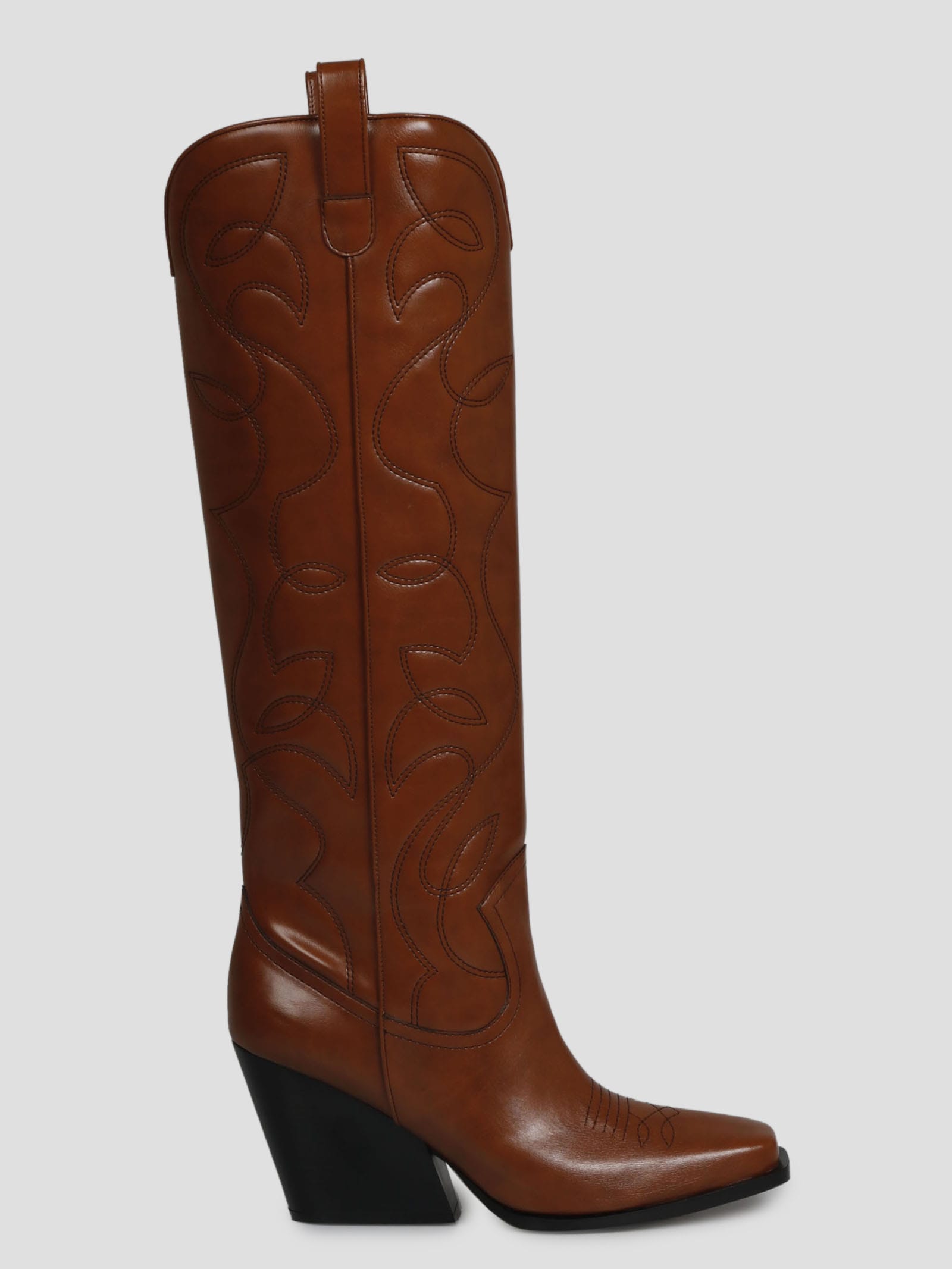 Stella Mccartney Cowboy Cloudy Tall Western Boots In Brown