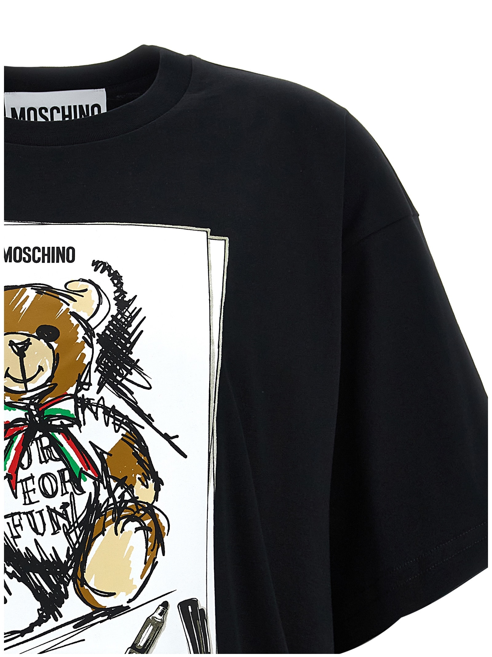 Shop Moschino Printed T-shirt In Black