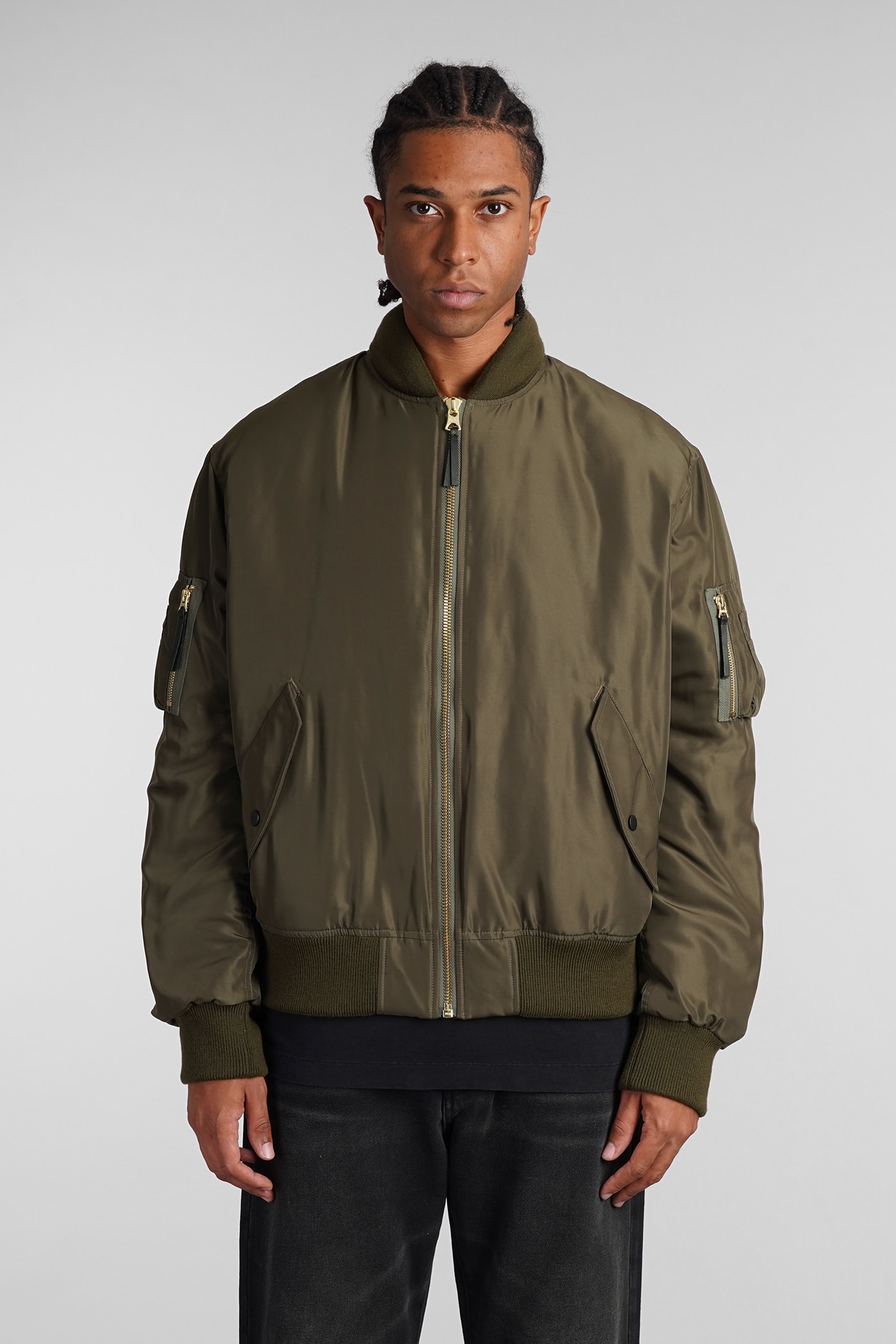 Shop Paura Brian Bomber In Green Polyamide