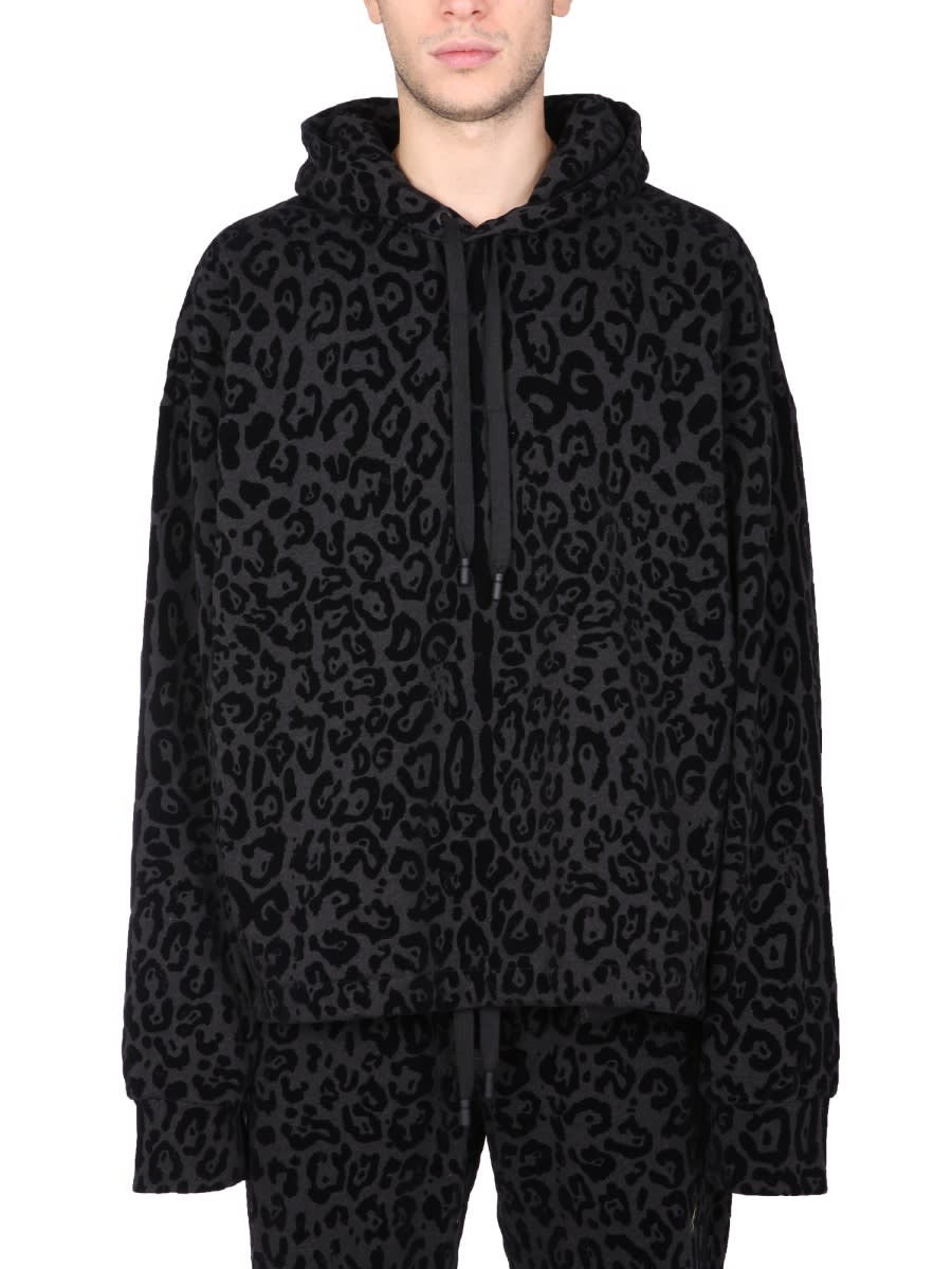 Shop Dolce & Gabbana Sweatshirt With Leopard Print In Animalier
