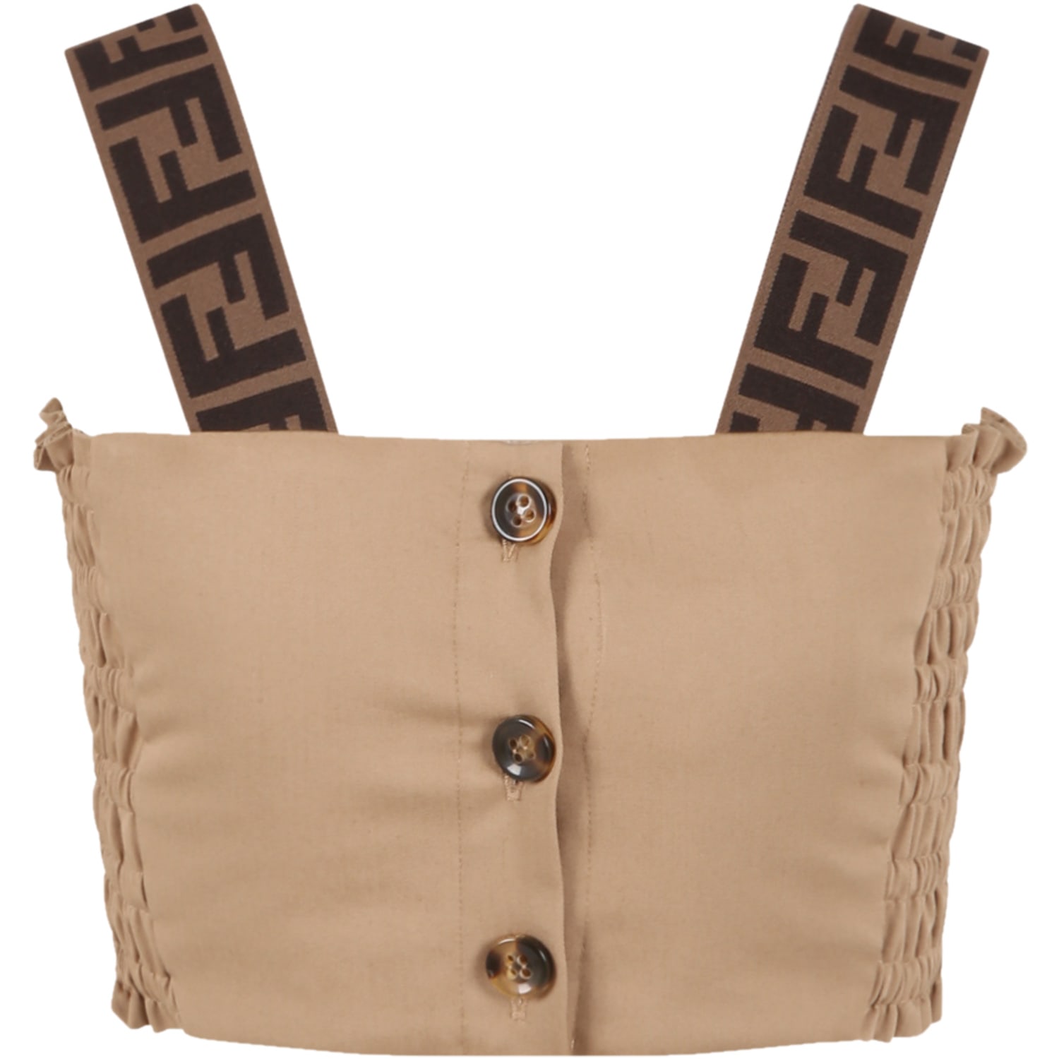 Fendi Beige Top For Girl With Double Ff