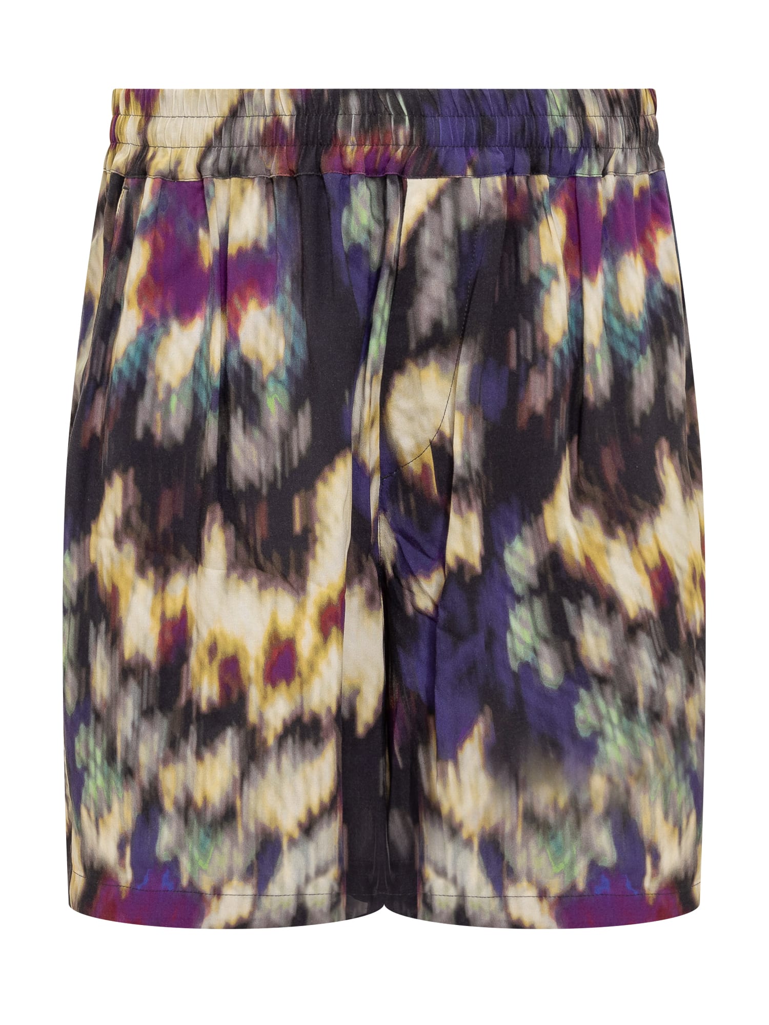 Isabel Marant Vataya Abstract Print Elastic Waist Shorts In Ochre/black