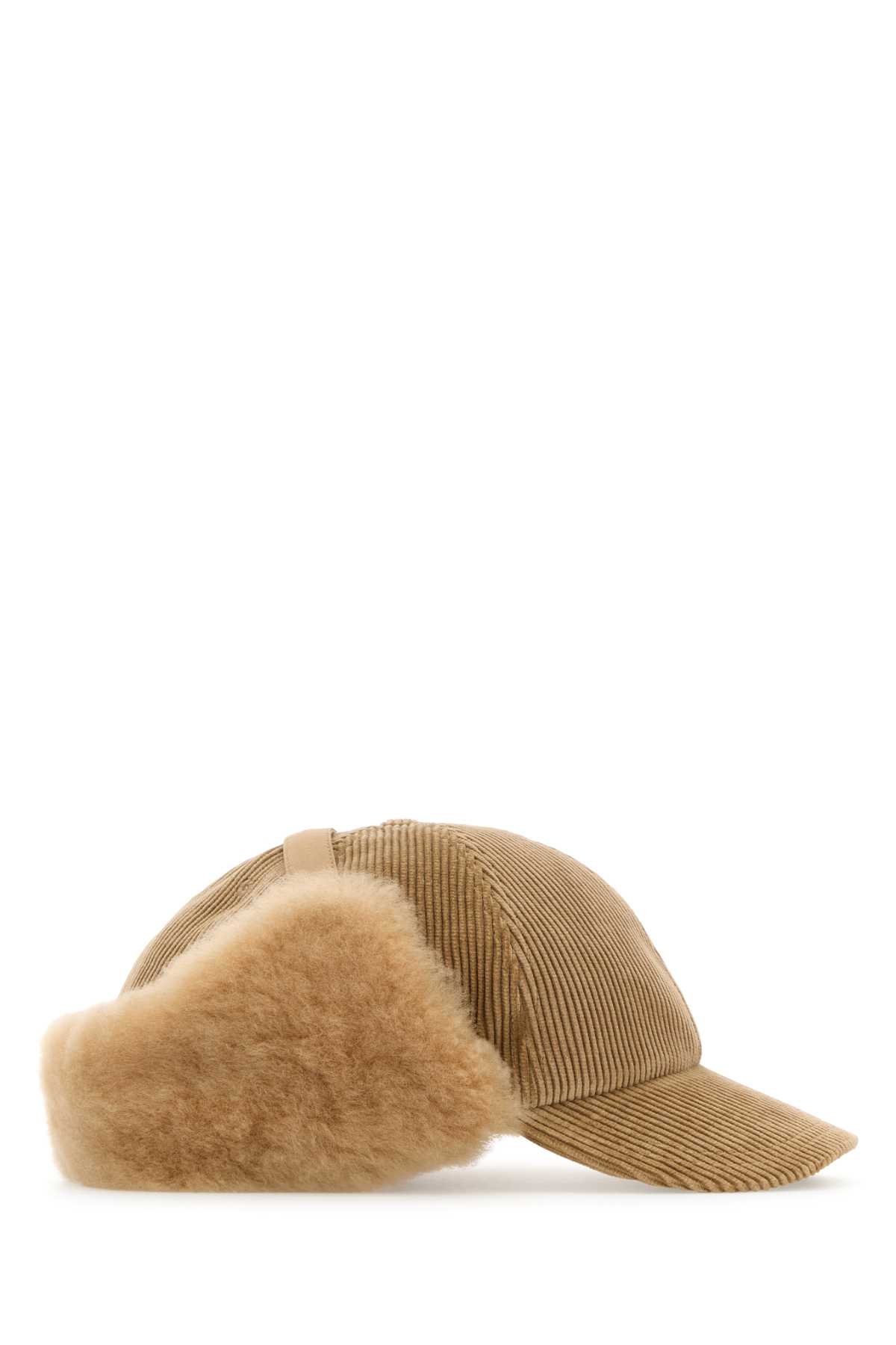 Shop Burberry Camel Corduroy Baseball Cap In Teddy