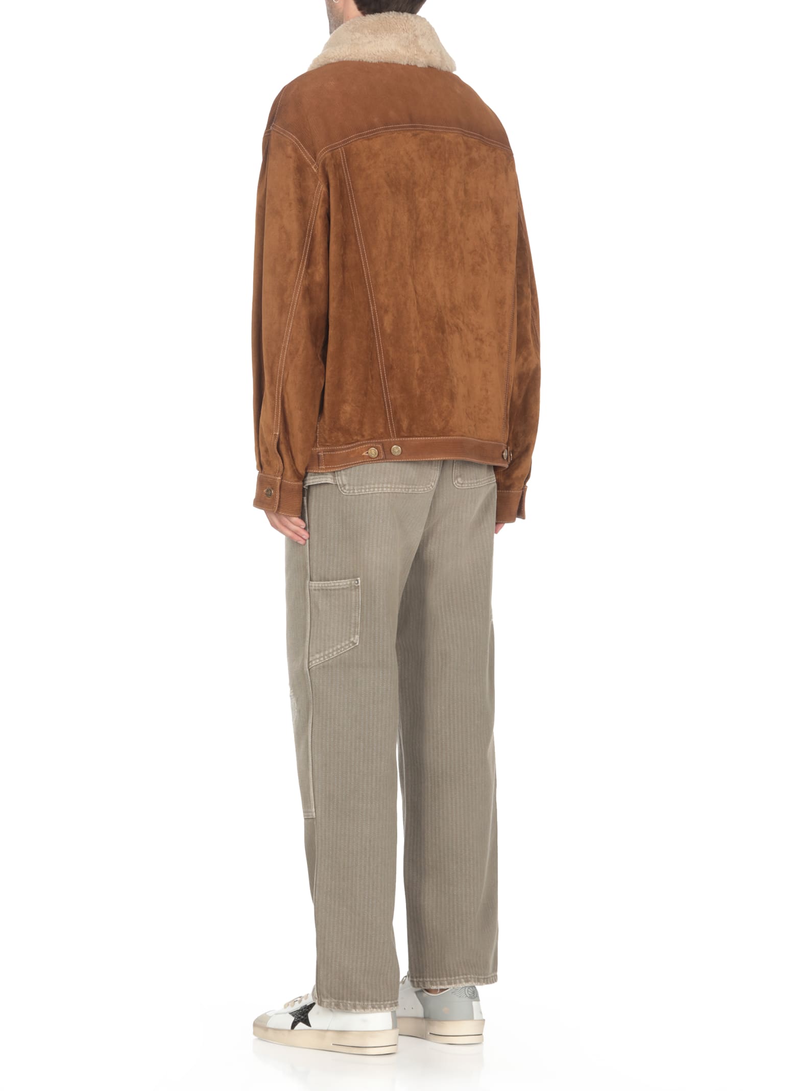 Shop Golden Goose Suede Leather Jacket In Brown