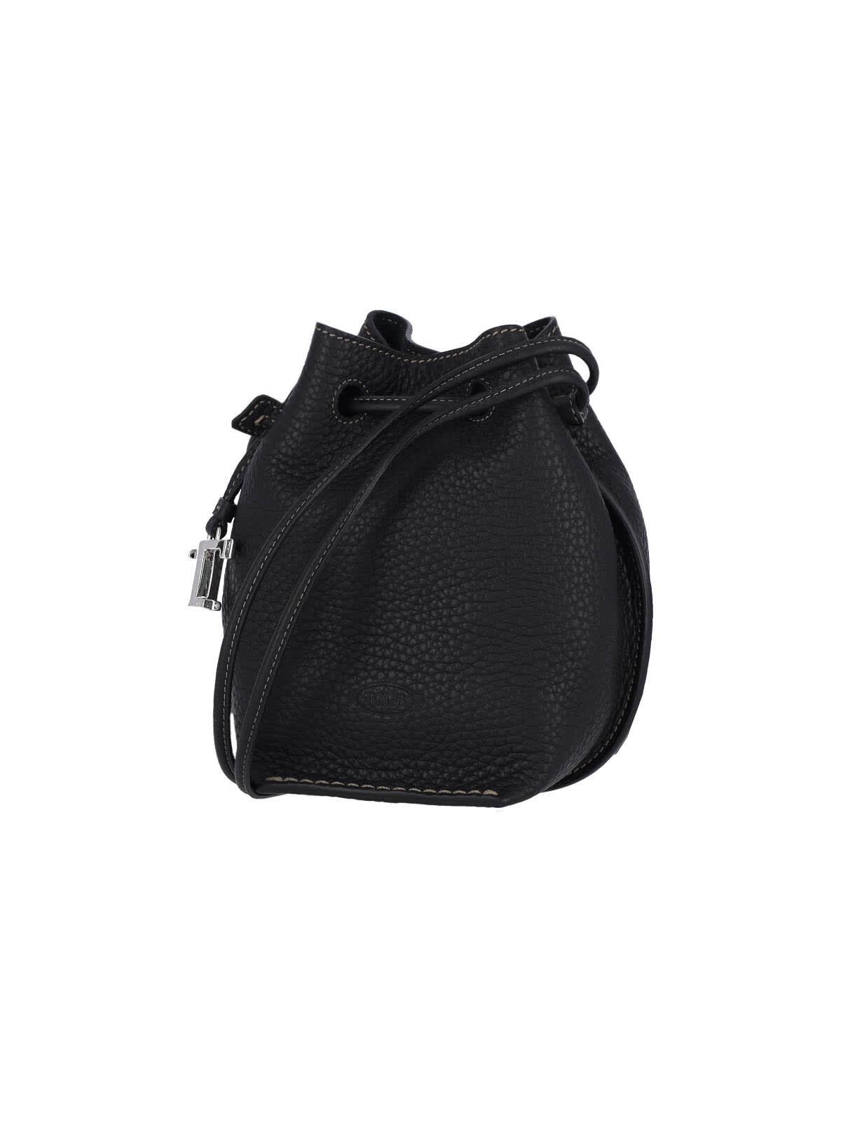 Tod's Micro Logo Bucket Bag In Black