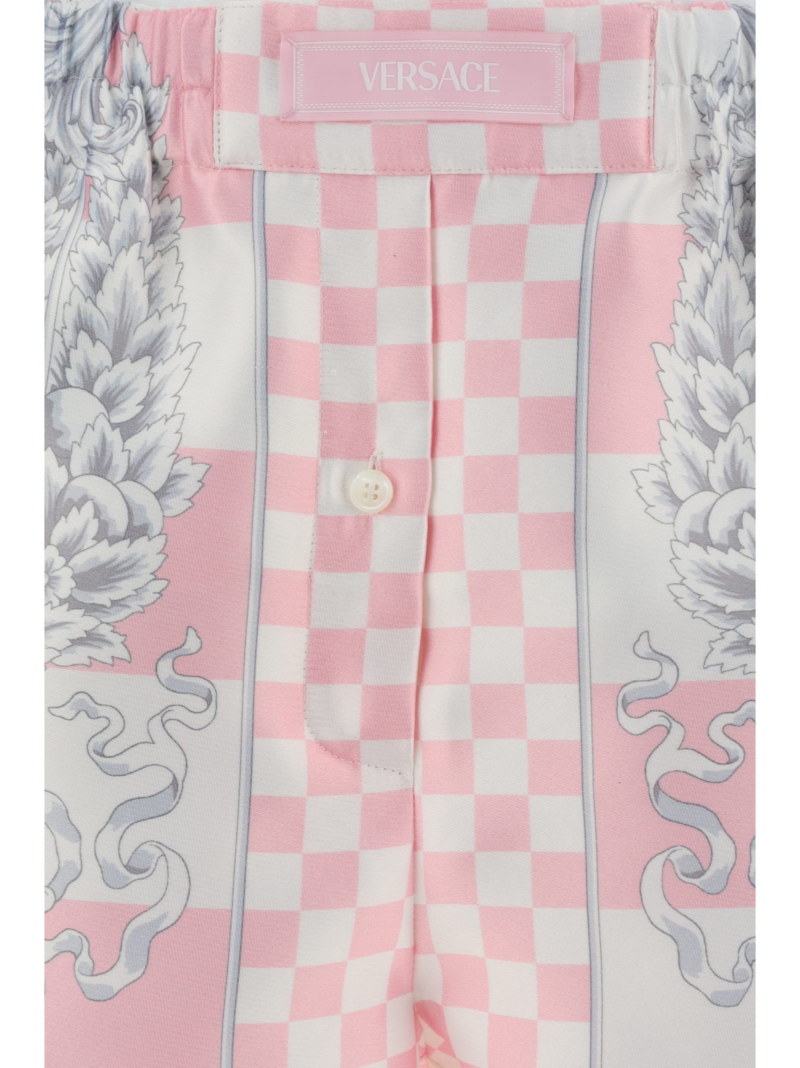 Shop Versace Bermuda Shorts In Pastel Pink White Silver