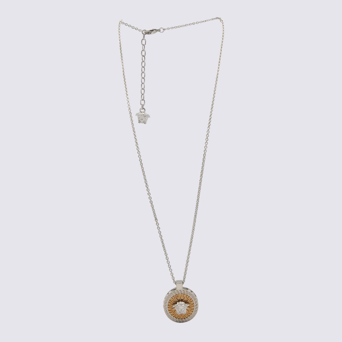 Shop Versace Silver Tone Metal Necklace In  Goldpalladiumcrystal