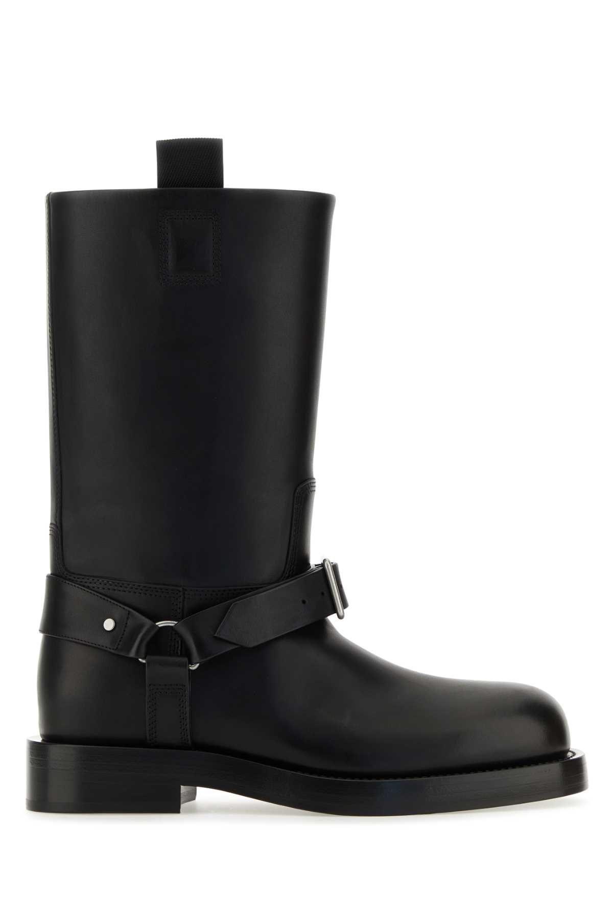 Shop Burberry Black Leather Ankle Boots