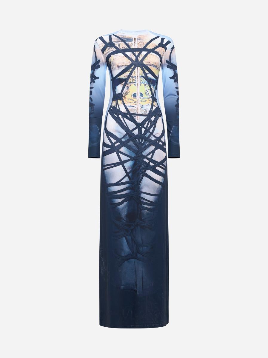 Bondage Print Jersey Maxi Dress