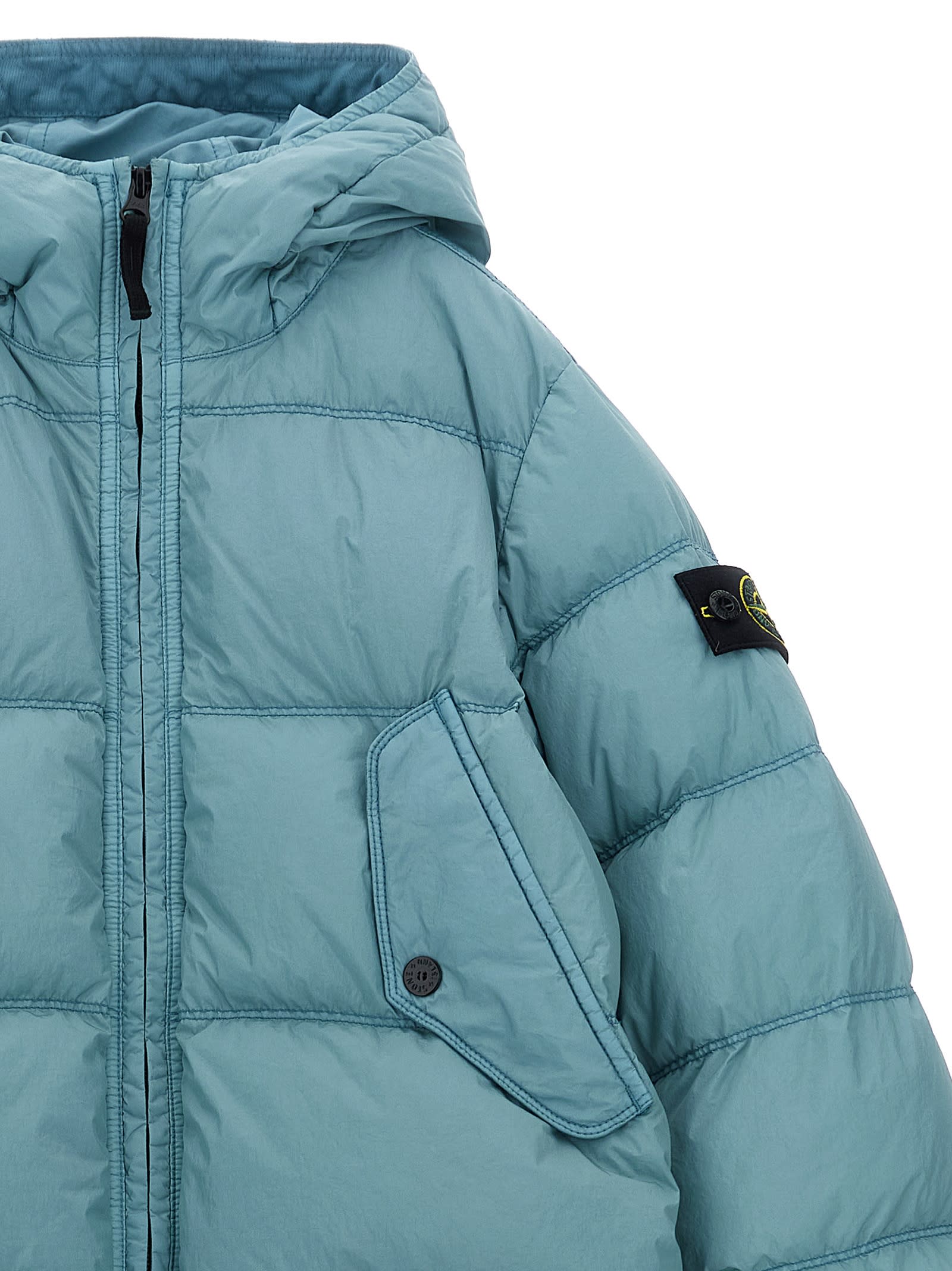 Stone Island Dyed Down Jacket In Blue