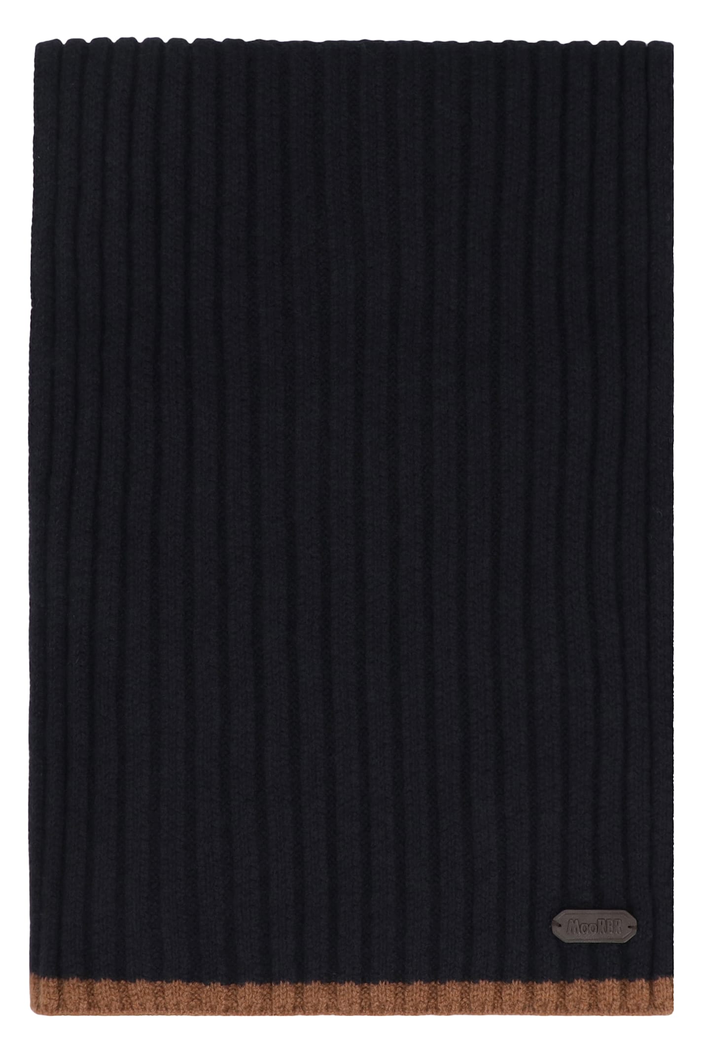 Moorer Ribbed-knit Rectangular Scarf In Black