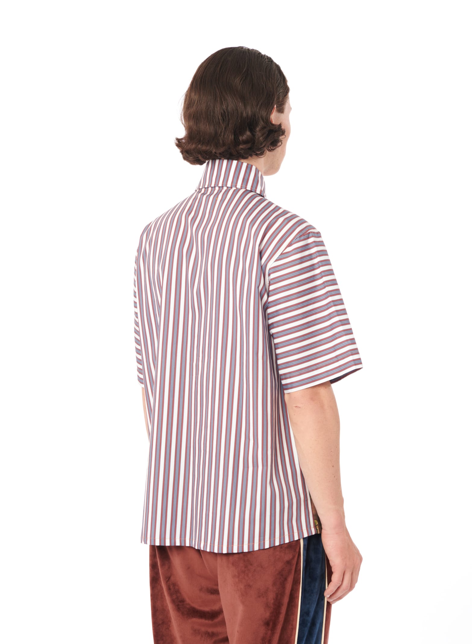 Shop Paccbet Kyler Striped Shirt Woven In Print