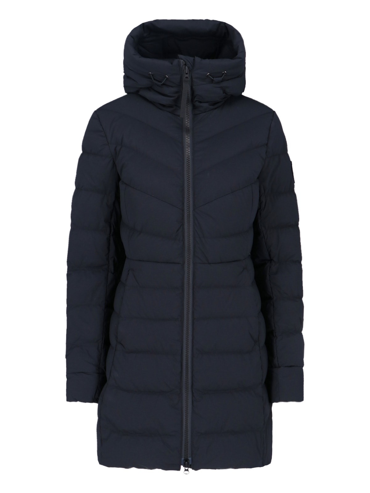 Canada Goose Quilted Down Coat With Adjustable Hood In Blue