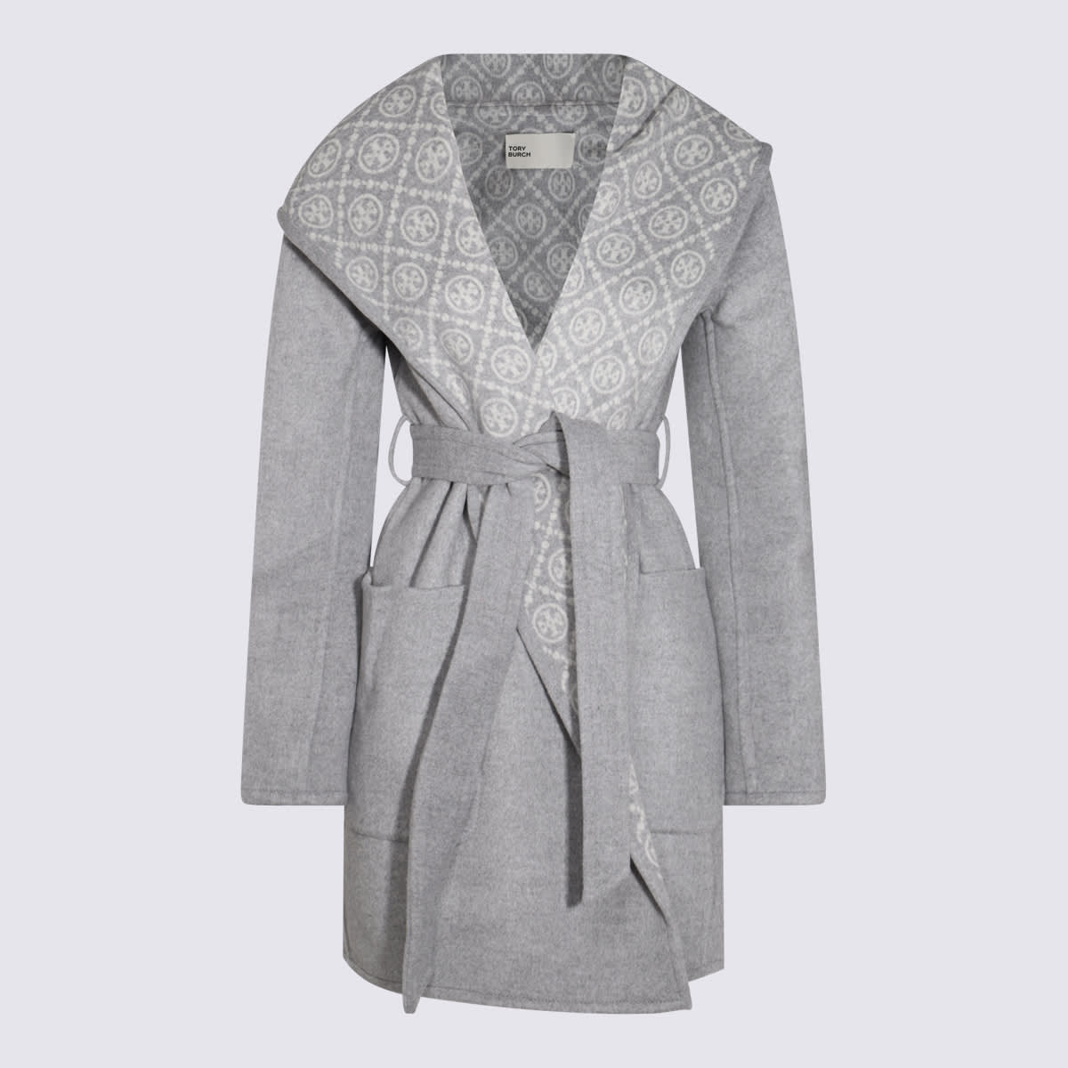 Shop Tory Burch Grey Wool Coat