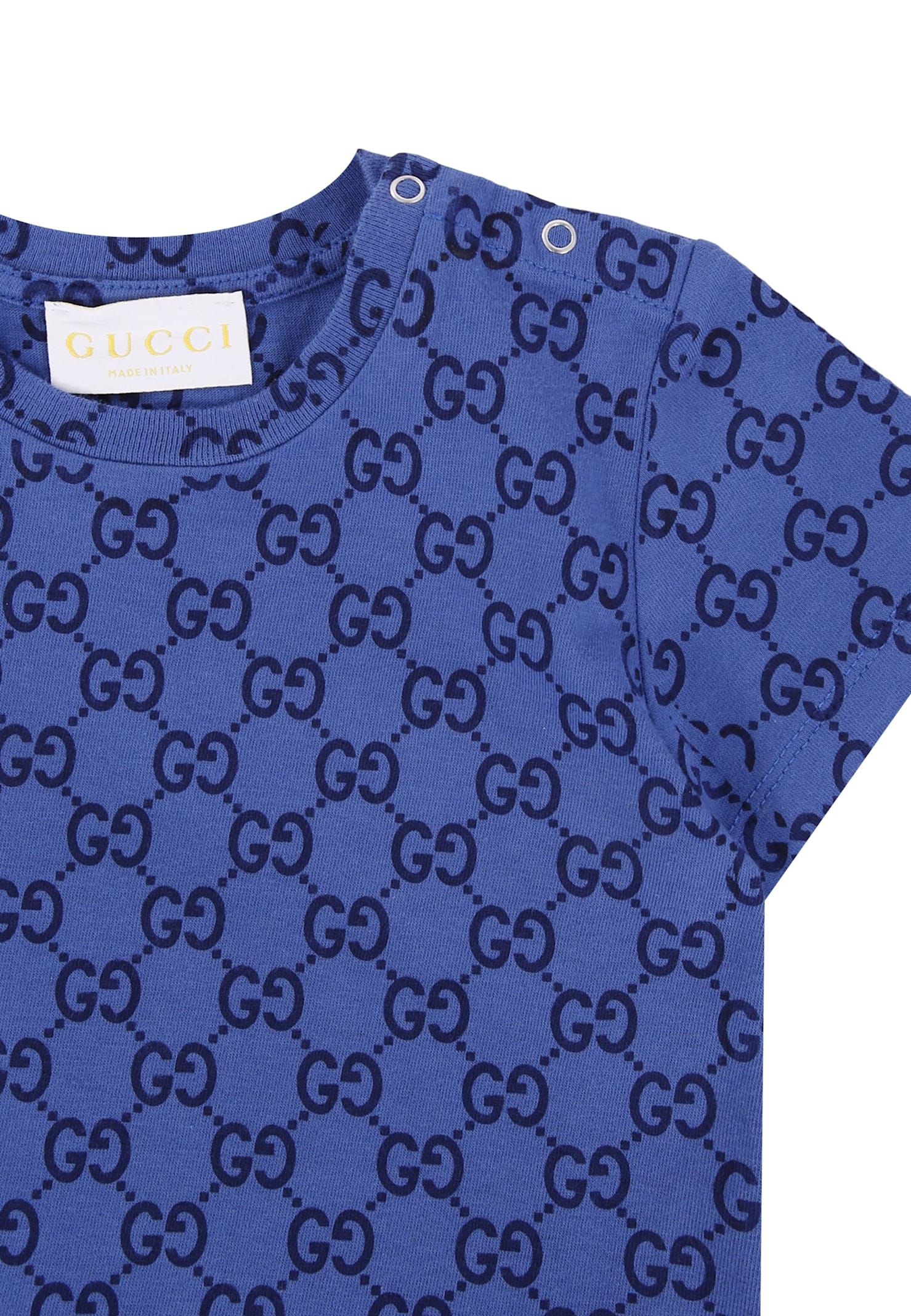 Gucci Blue T-shirt For Baby Boy With Gg Motif In Blue