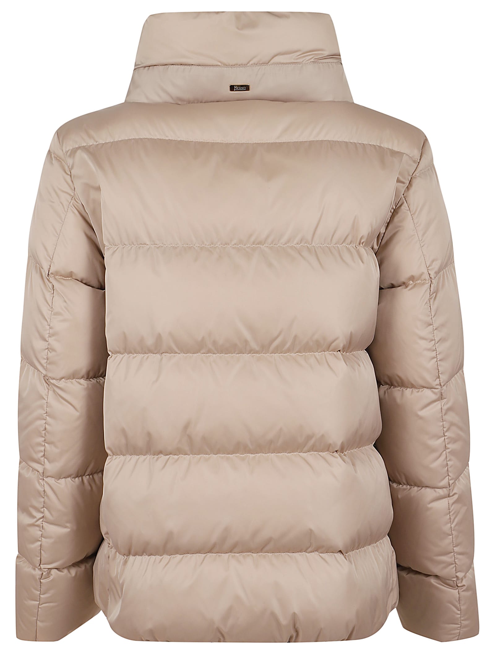 Shop Herno Satin Cape Down Jacket In Chantilly