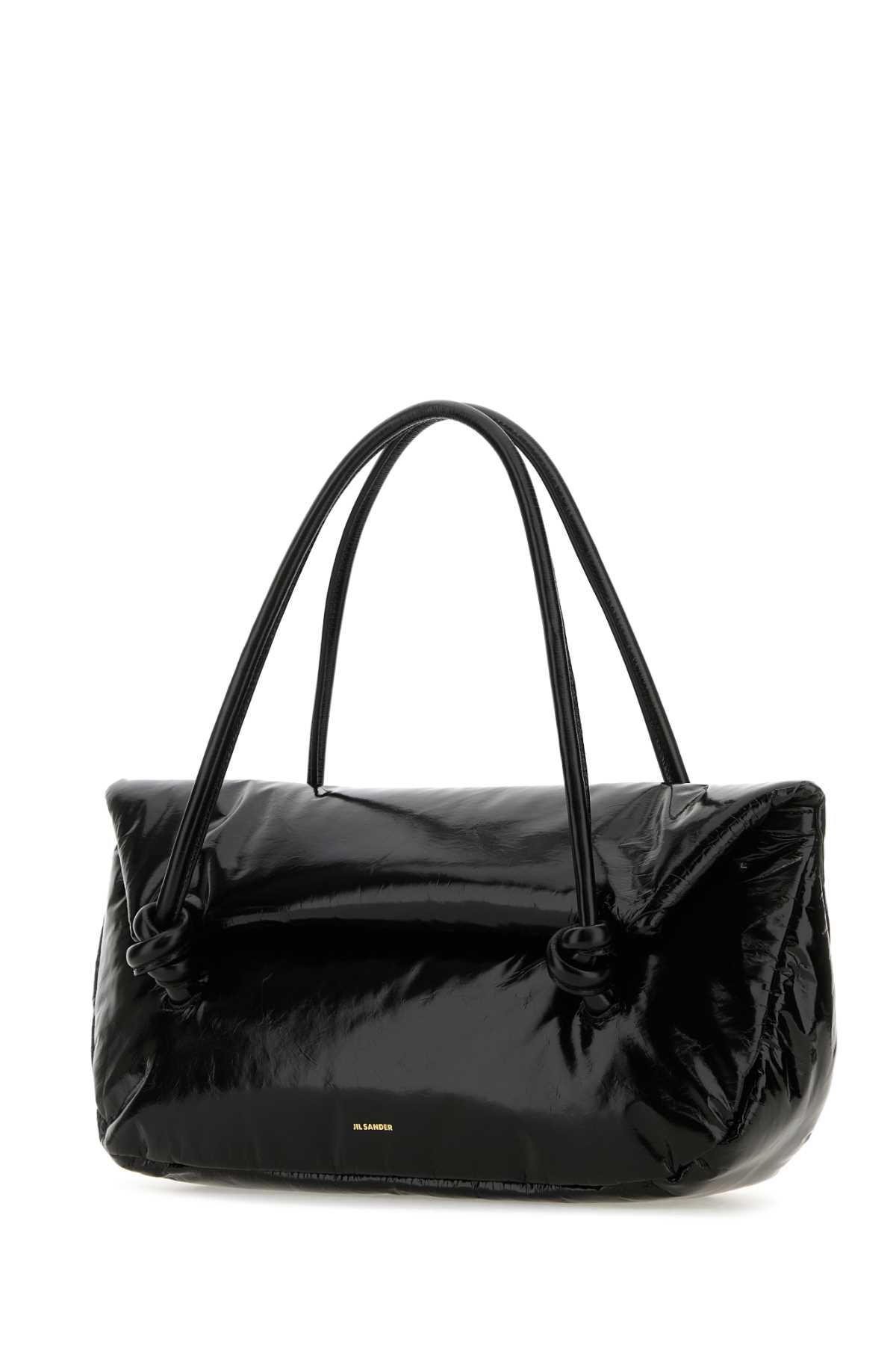 Jil Sander Black Leather Medium Knot Handle Handbag In 001
