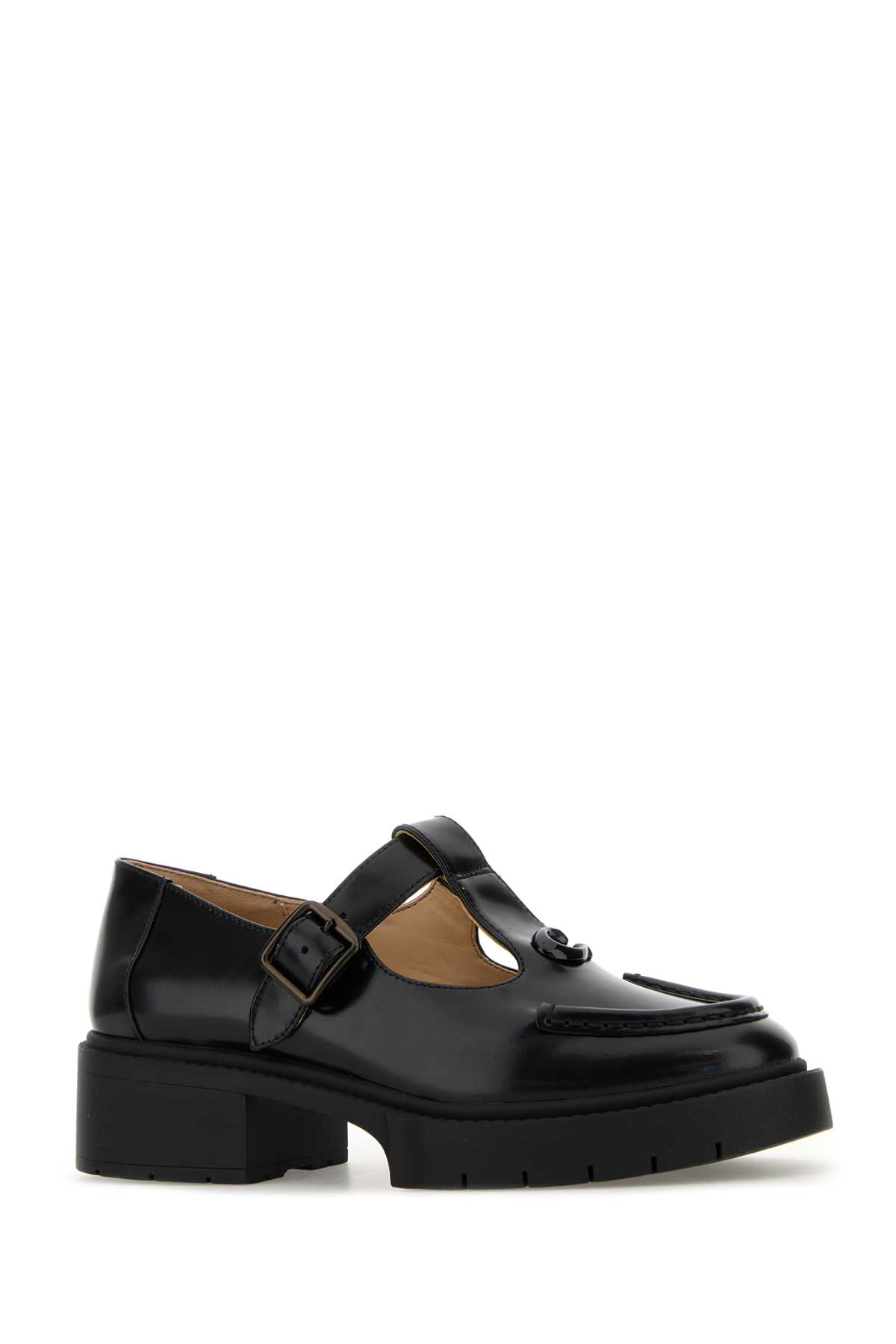 COACH BLACK LEATHER LIV MARY JANE MONK STRAP SHOES