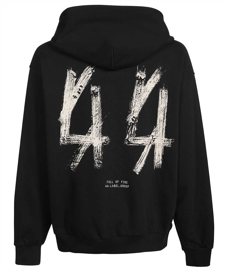 44 Label Group Full Zip Cotton Hoodie In Black