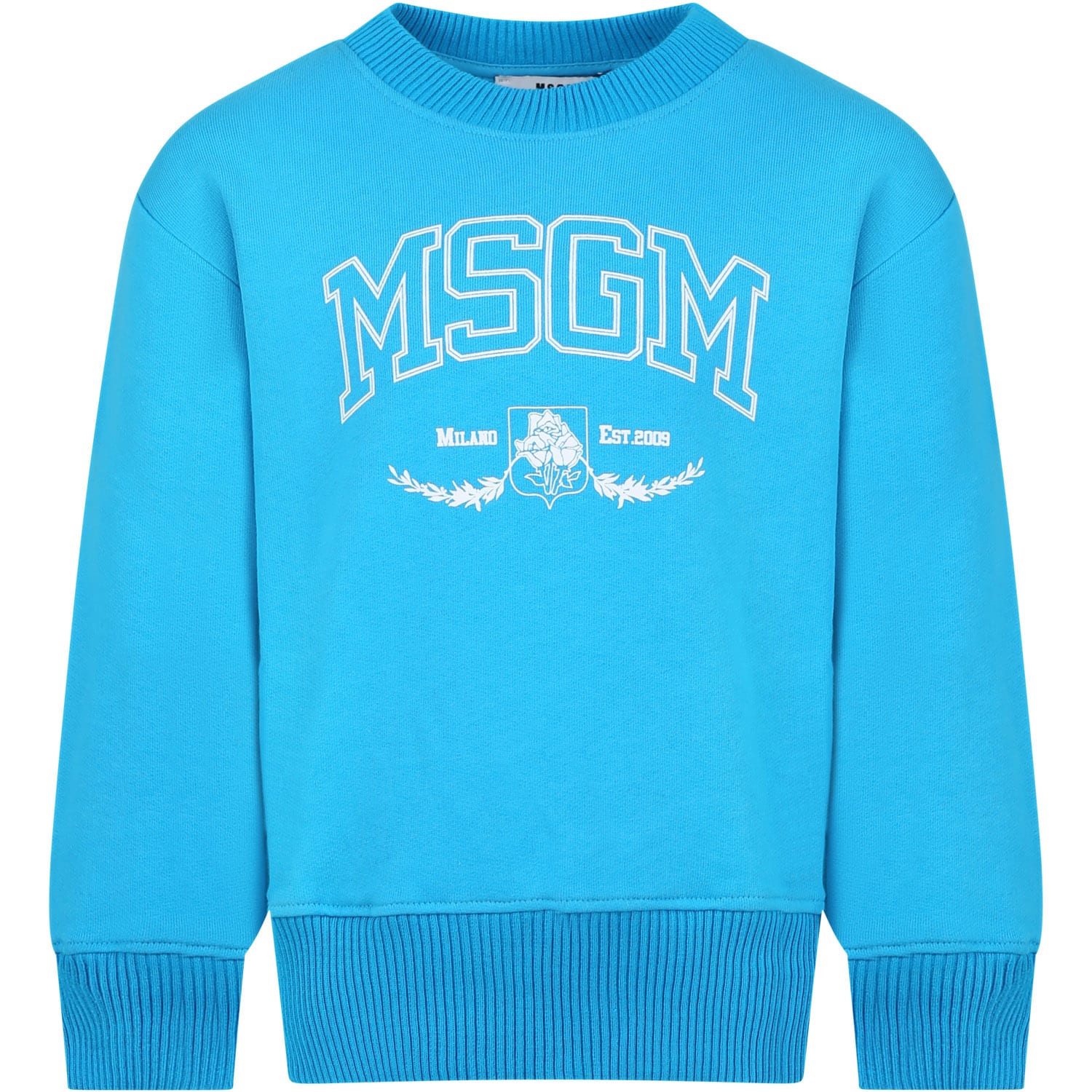 Msgm Kids' Light Blue Sweatshirt For Boy With Logo