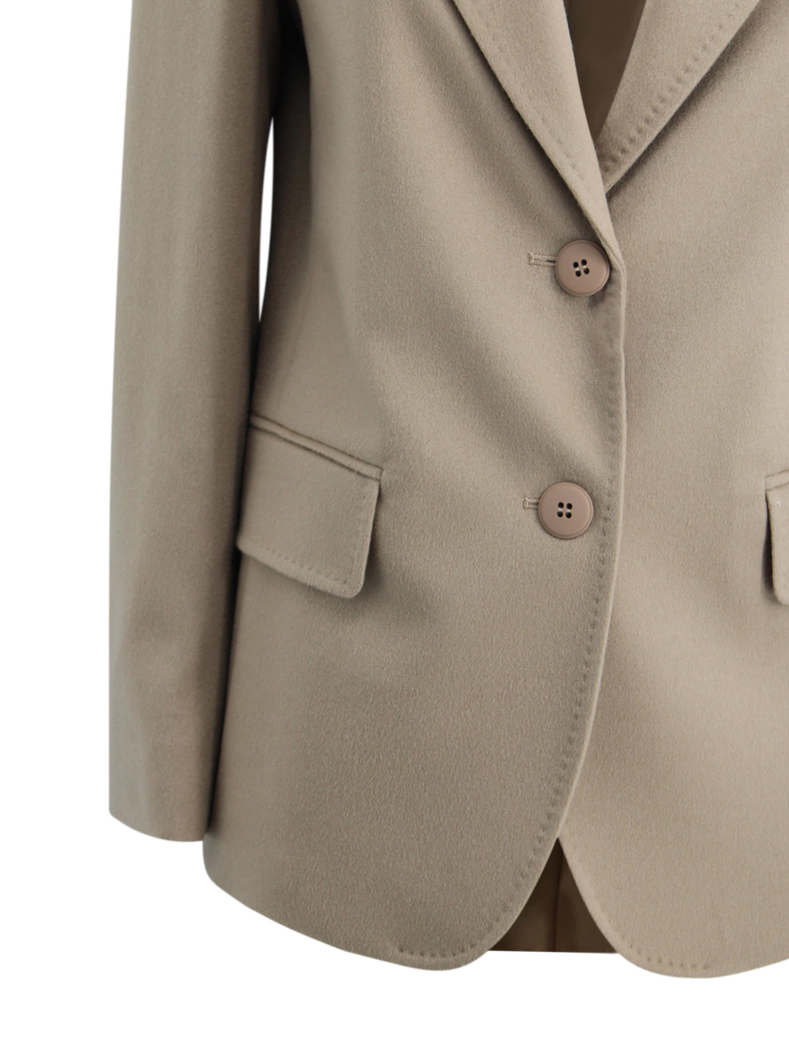 Max Mara Single-breasted Blazer In Wool Drape In Brown