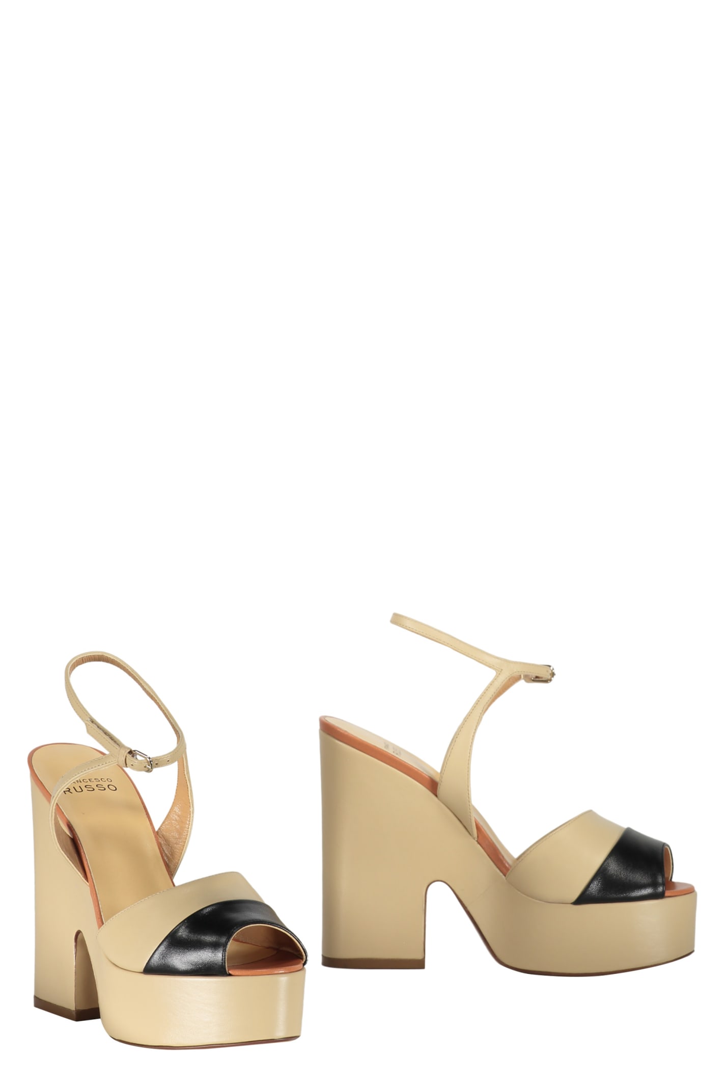 Shop Francesco Russo Leather Sandals In Beige