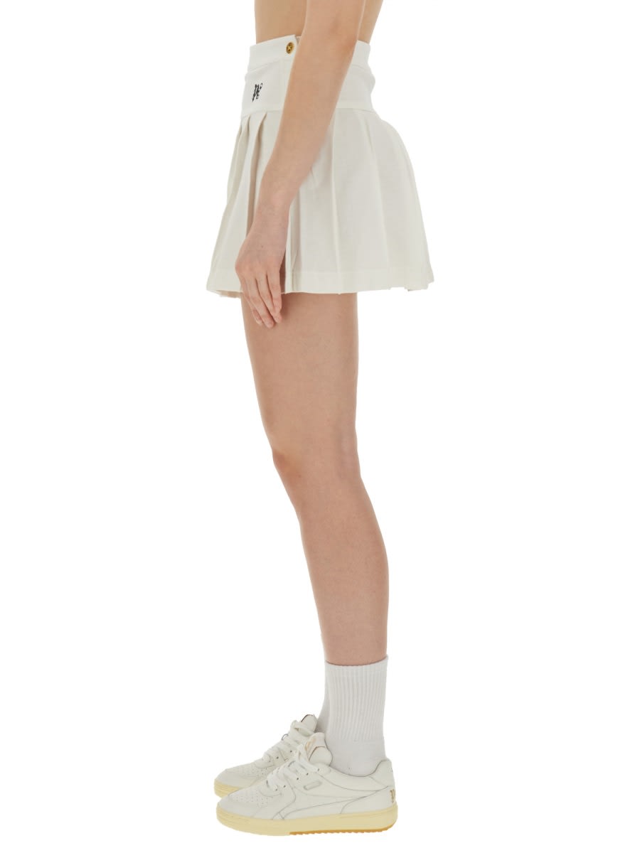 Shop Palm Angels Monogram Skirt In White
