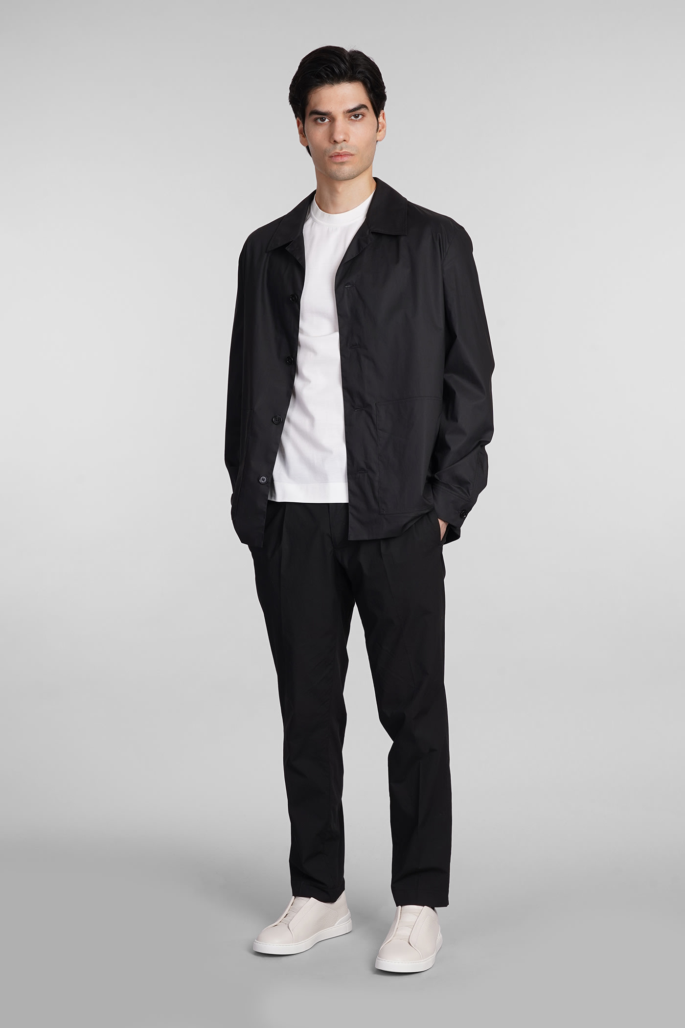Shop Zegna Casual Jacket In Black Cotton
