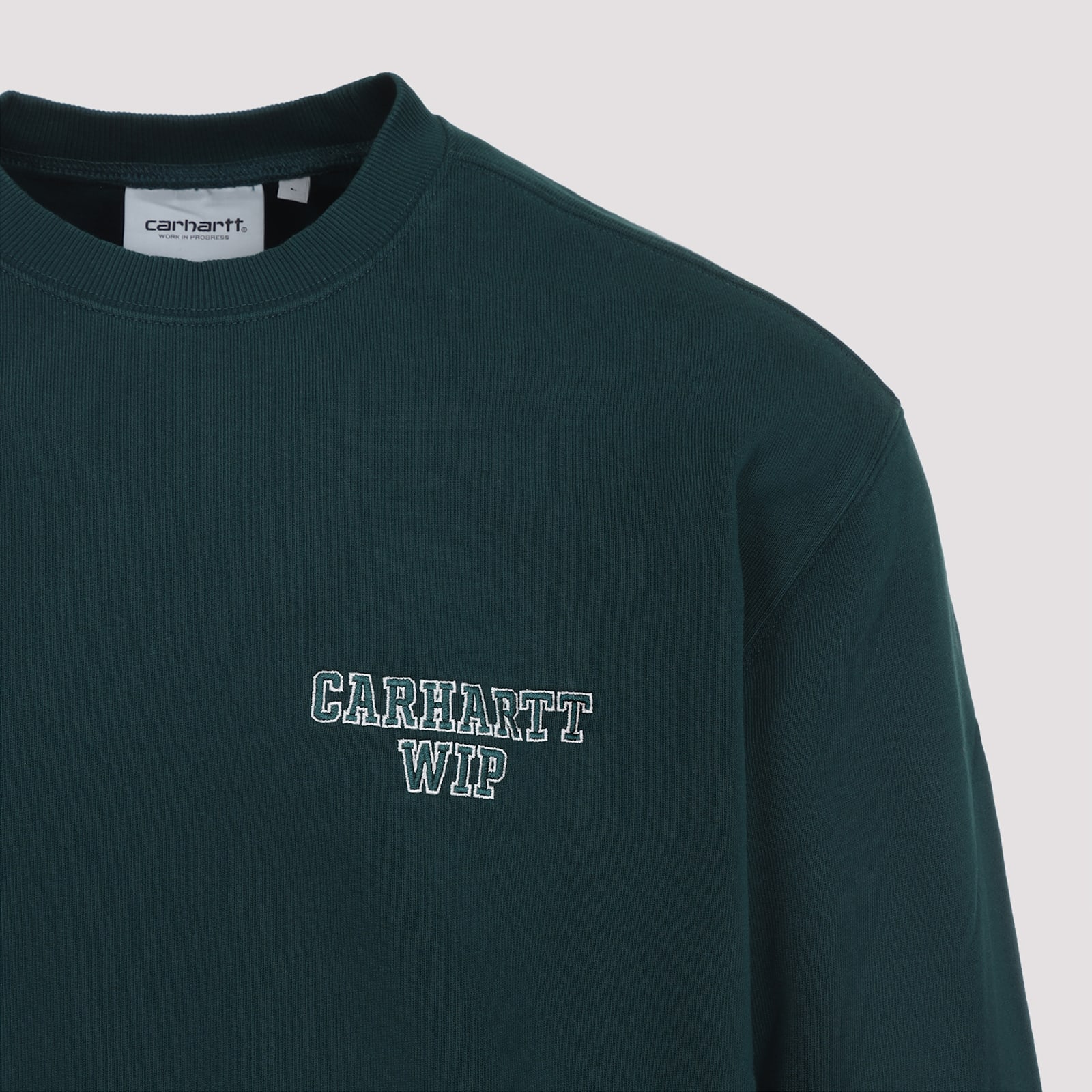 Carhartt Ip Mens Dark Fir Alumni Brand-embroidery Cotton-jersey Sweatshirt In Green
