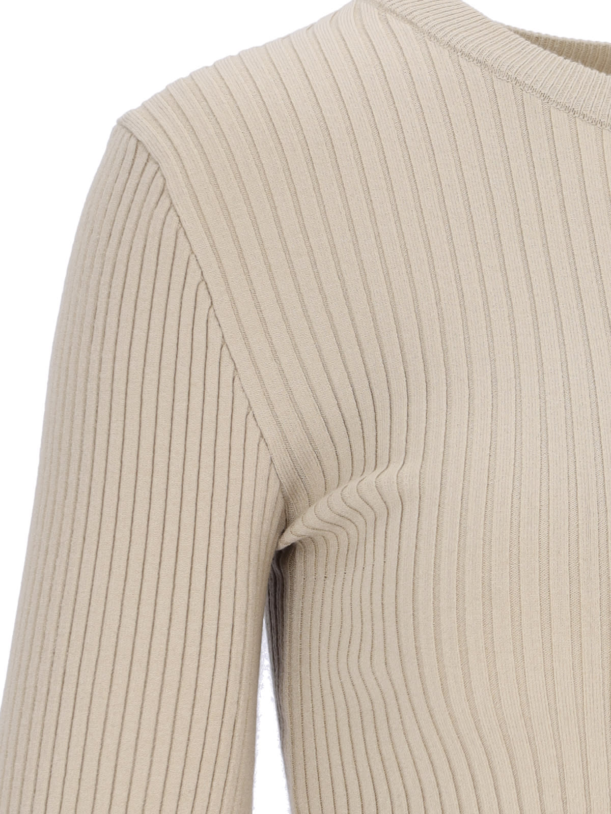 Shop Courrèges Ribbed Sweater In Beige