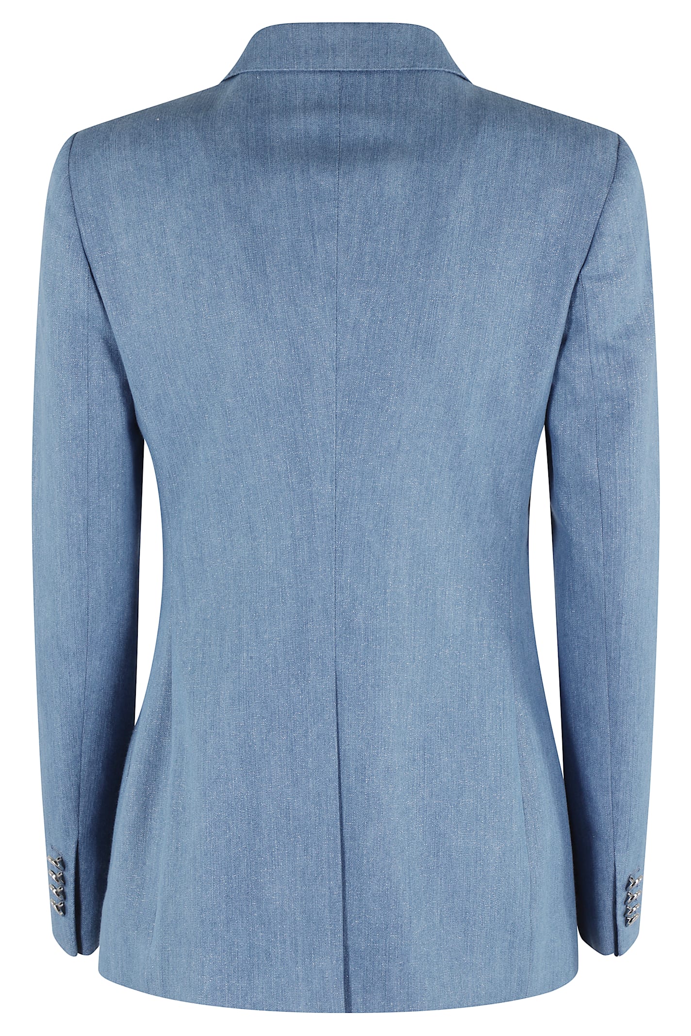 Tagliatore Denim Lurex Double-breasted Blazer With Notch Lapel In Blu Jeans