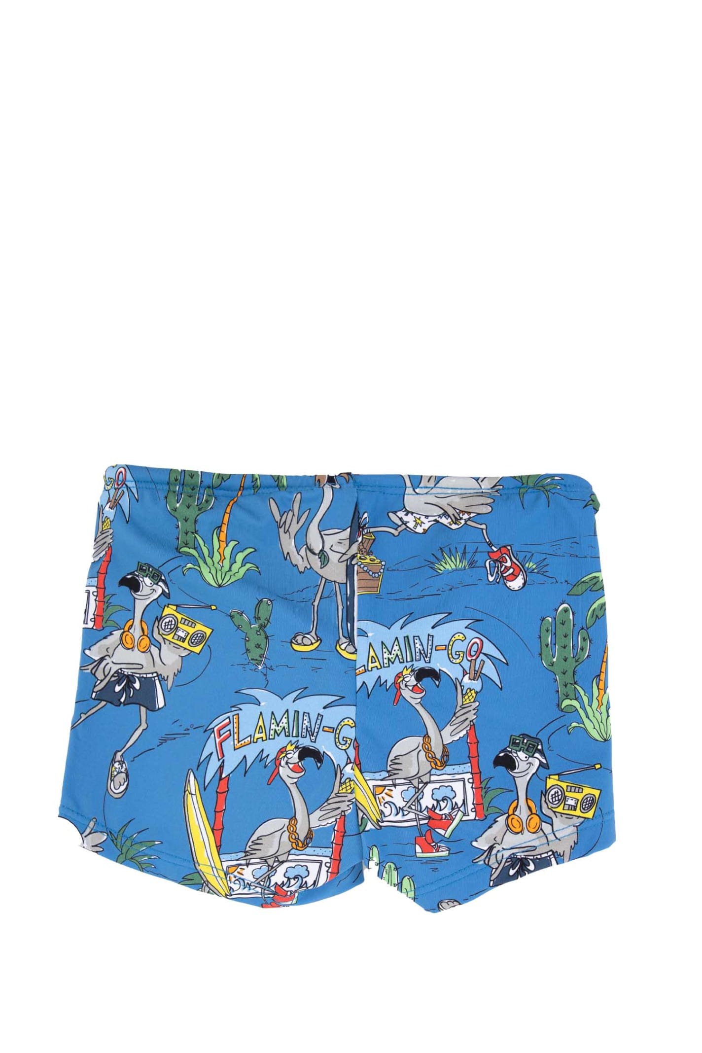 Shop Stella Mccartney Flamingo Land Swim Shorts In Blue