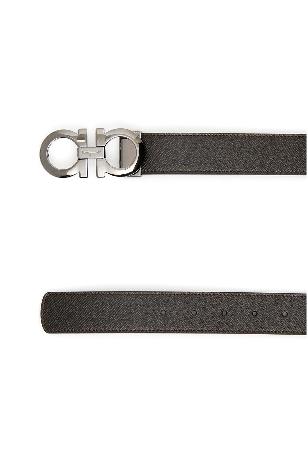 Ferragamo Gancini Reversible Buckle Belt In Brown