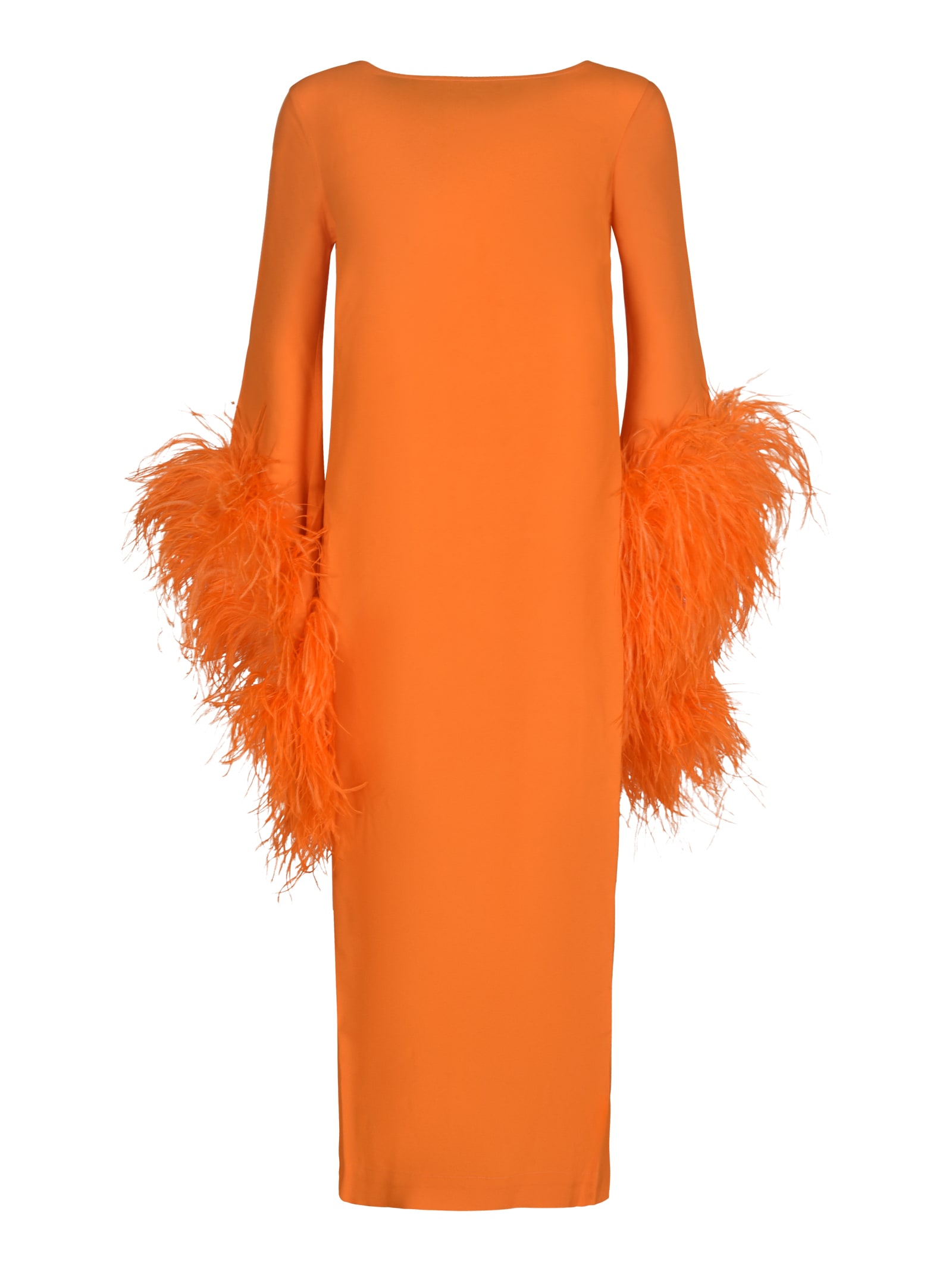 Shop Taller Marmo Fringe Applique Long-sleeved Dress In Mandarin