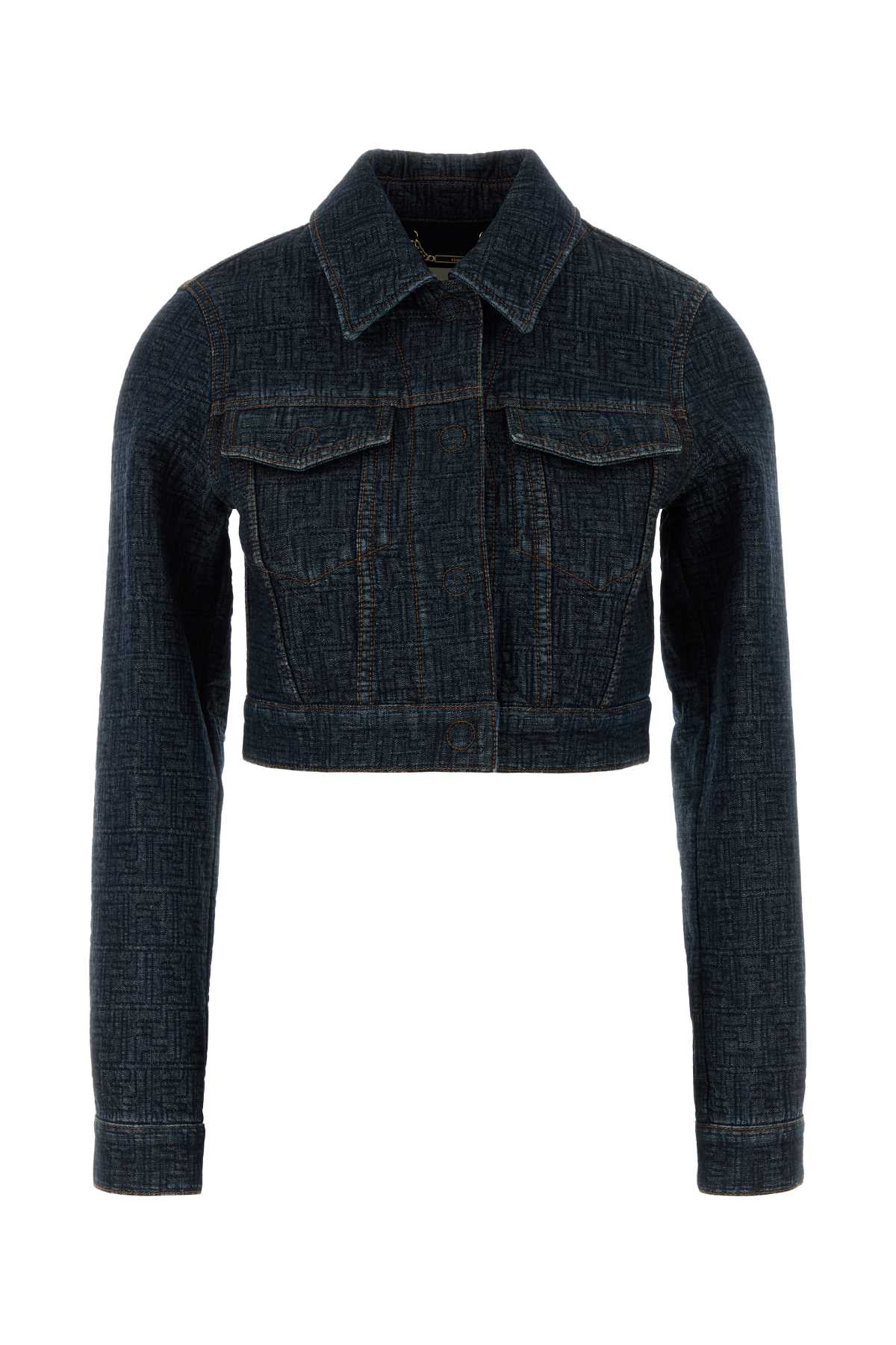 Fendi Denim Padded Jacket In Blue