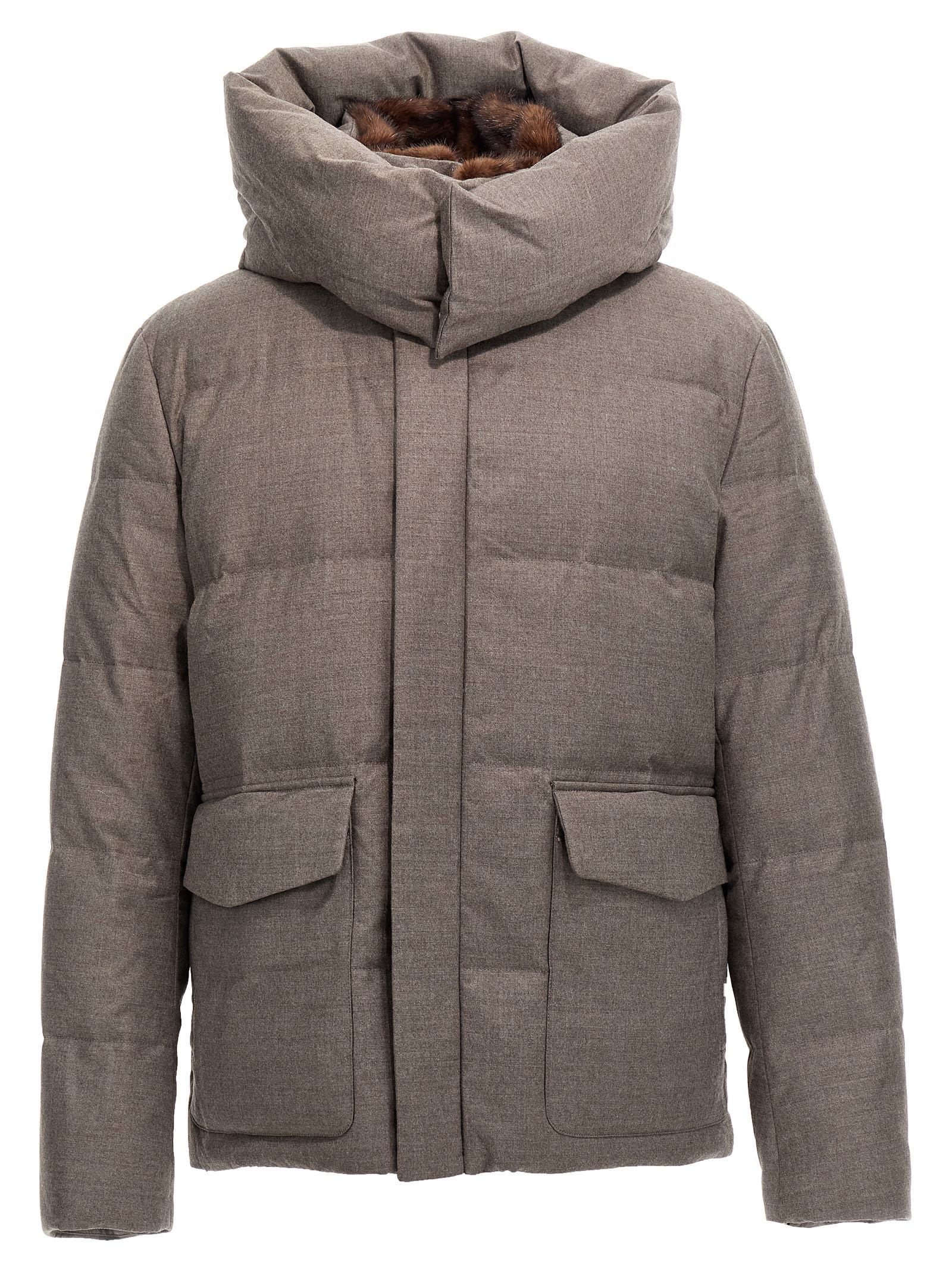 Shop Yves Salomon Doudoune Down Jacket In Gray