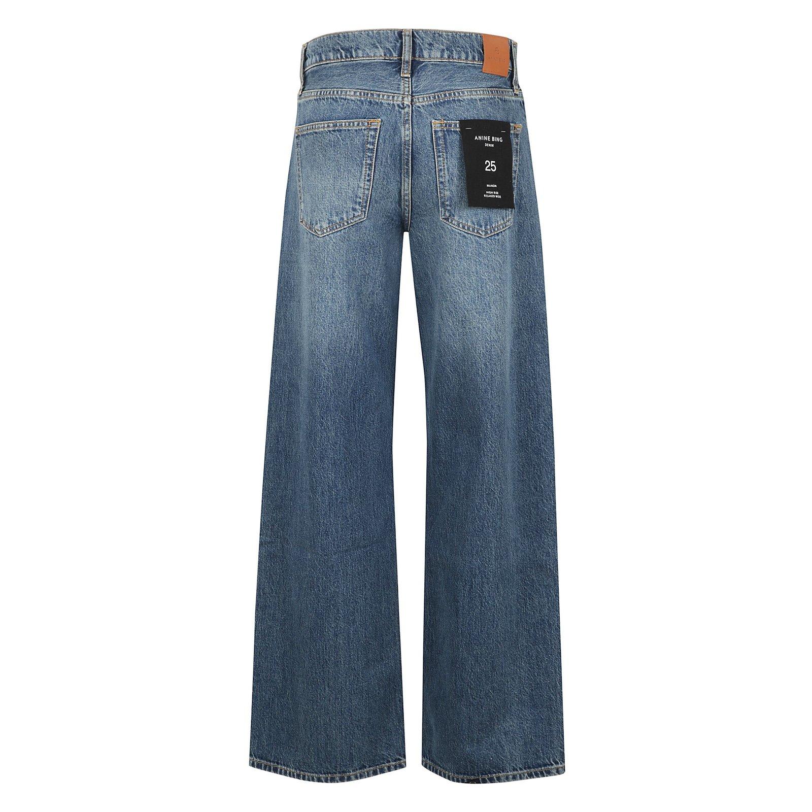 Shop Anine Bing Manon High Waist Wide-leg Jeans